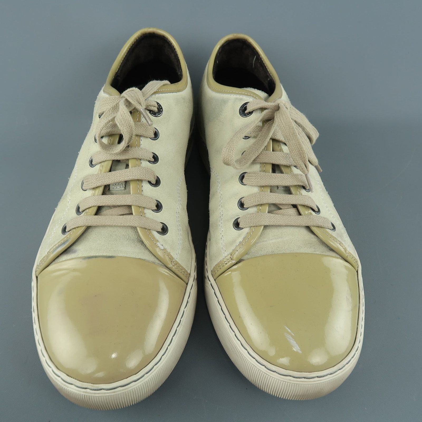 Lanvin LANVIN Size 9 Beige Suede & Patent Leather Lace Up Sneakers Size US 9 / EU 42 - 2 Thumbnail