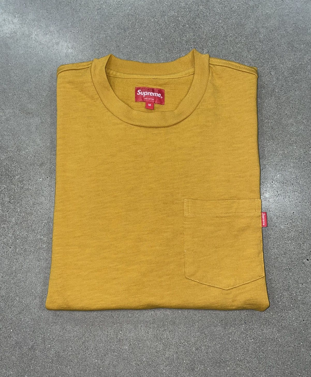 Supreme MINT: F/W 2018 Supreme L/S Pocket Tee "Mustard" Size US M / EU 48-50 / 2 - 2 Thumbnail
