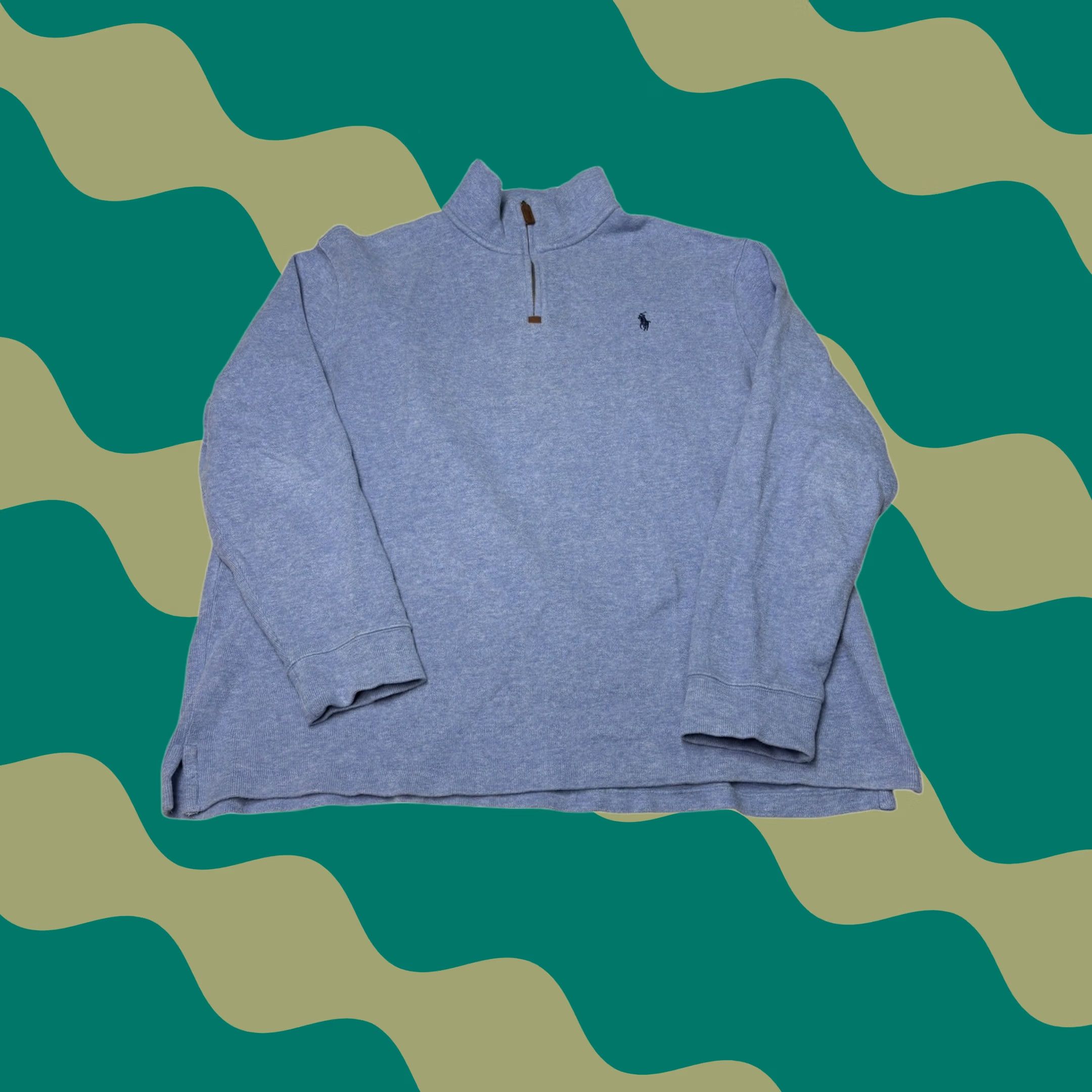 Polo Ralph Lauren Polo Ralph Lauren Mens XXL Blue Cotton Quarter Zip Pullover Heathered Sweater Size US XXL / EU 58 / 5 - 1 Thumbnail