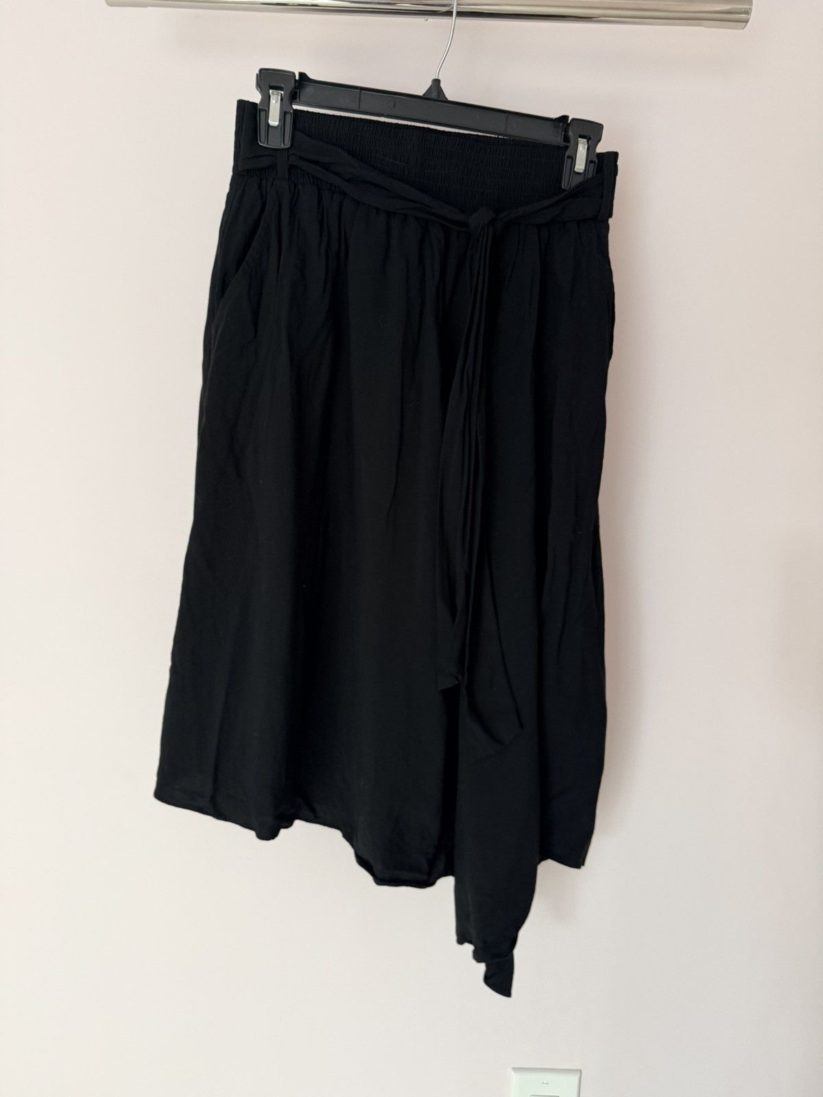 KOBI HALPERIN Kobi Halperin Black Viscose Midi Skirt Asymmetric Belted M Size 32" / US 10 / IT 46 - 4 Thumbnail