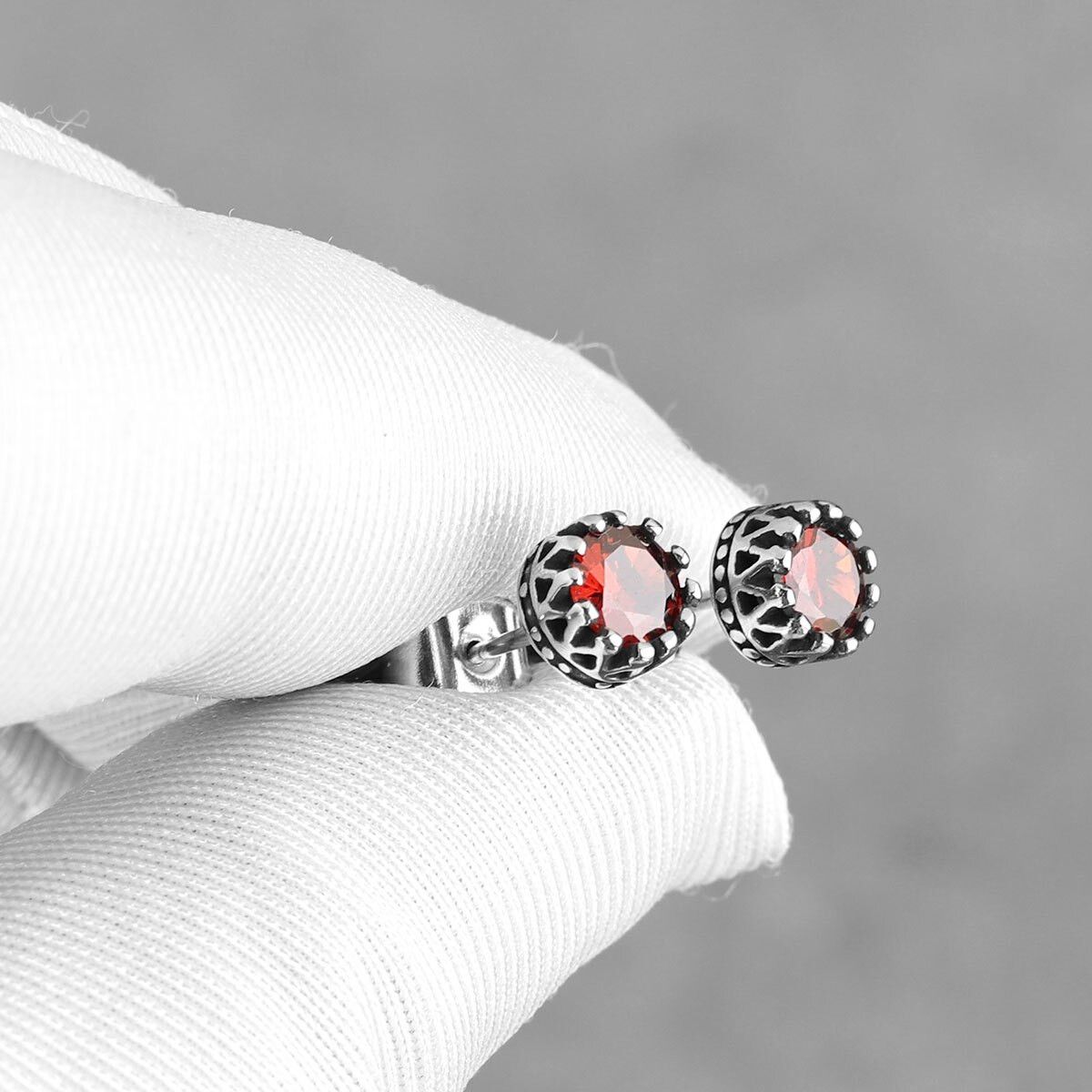 Jewelry Red Tiny Stud Earrings Charm Stainless Steel Earring Gift Size ONE SIZE - 5 Thumbnail