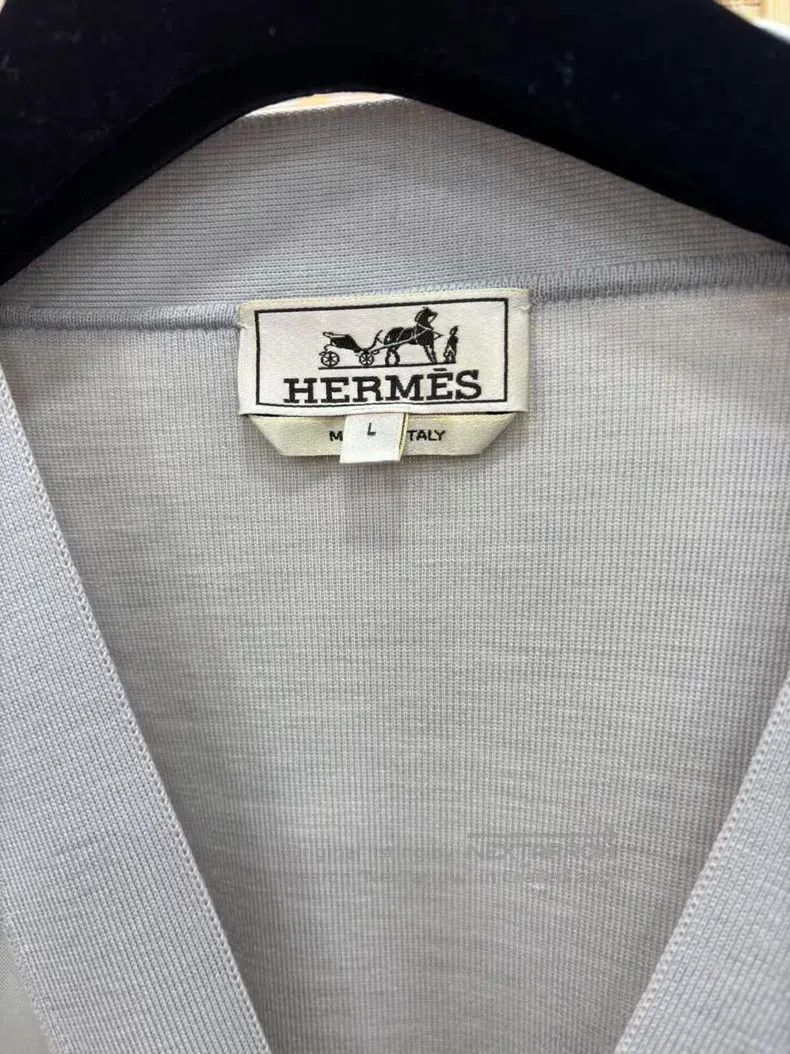 Hermes Hermes Men's Knit Collar Shirt Grey L Size 100% Cotton Woo Size US L / EU 52-54 / 3 - 3 Thumbnail