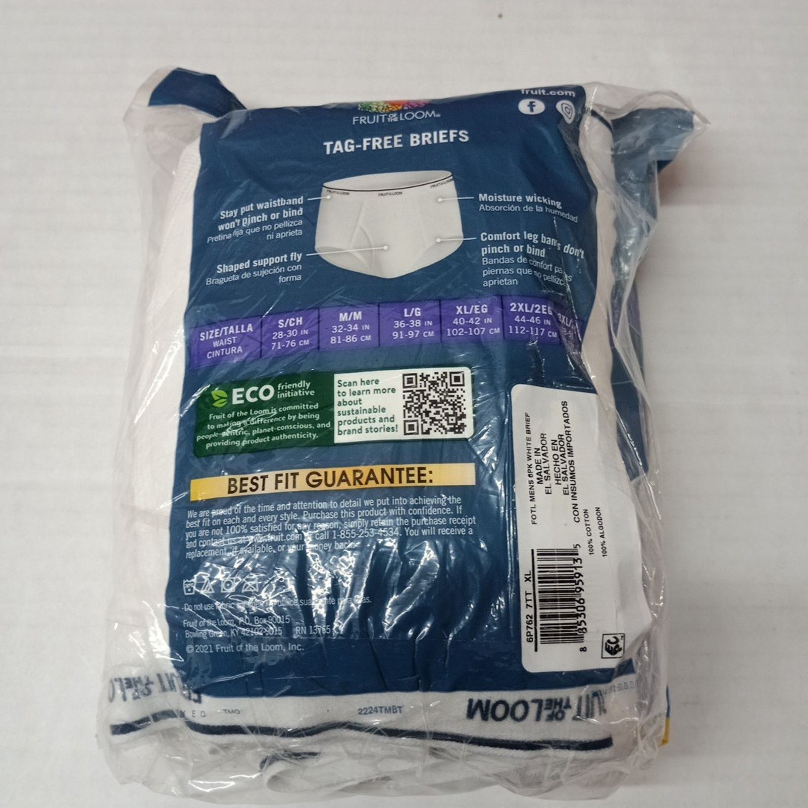 Fruit Of The Loom 6pr Men's White Full Cut Briefs XL 40-42 Fruit of the Loom Size 40 - 3 Thumbnail