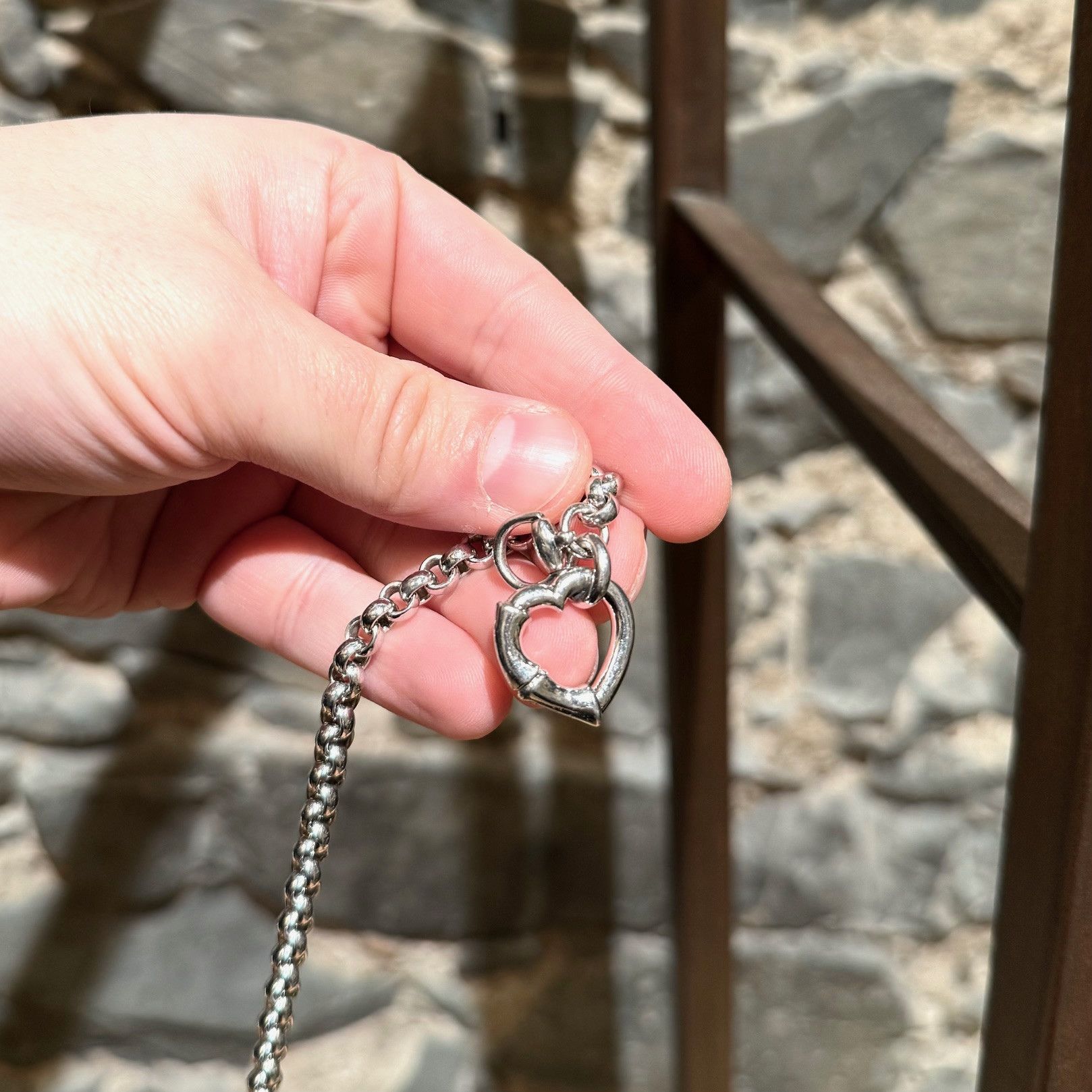 Gucci Gucci 925 Silver Chain Bamboo Heart Charm Bracelet Size ONE SIZE - 7 Thumbnail
