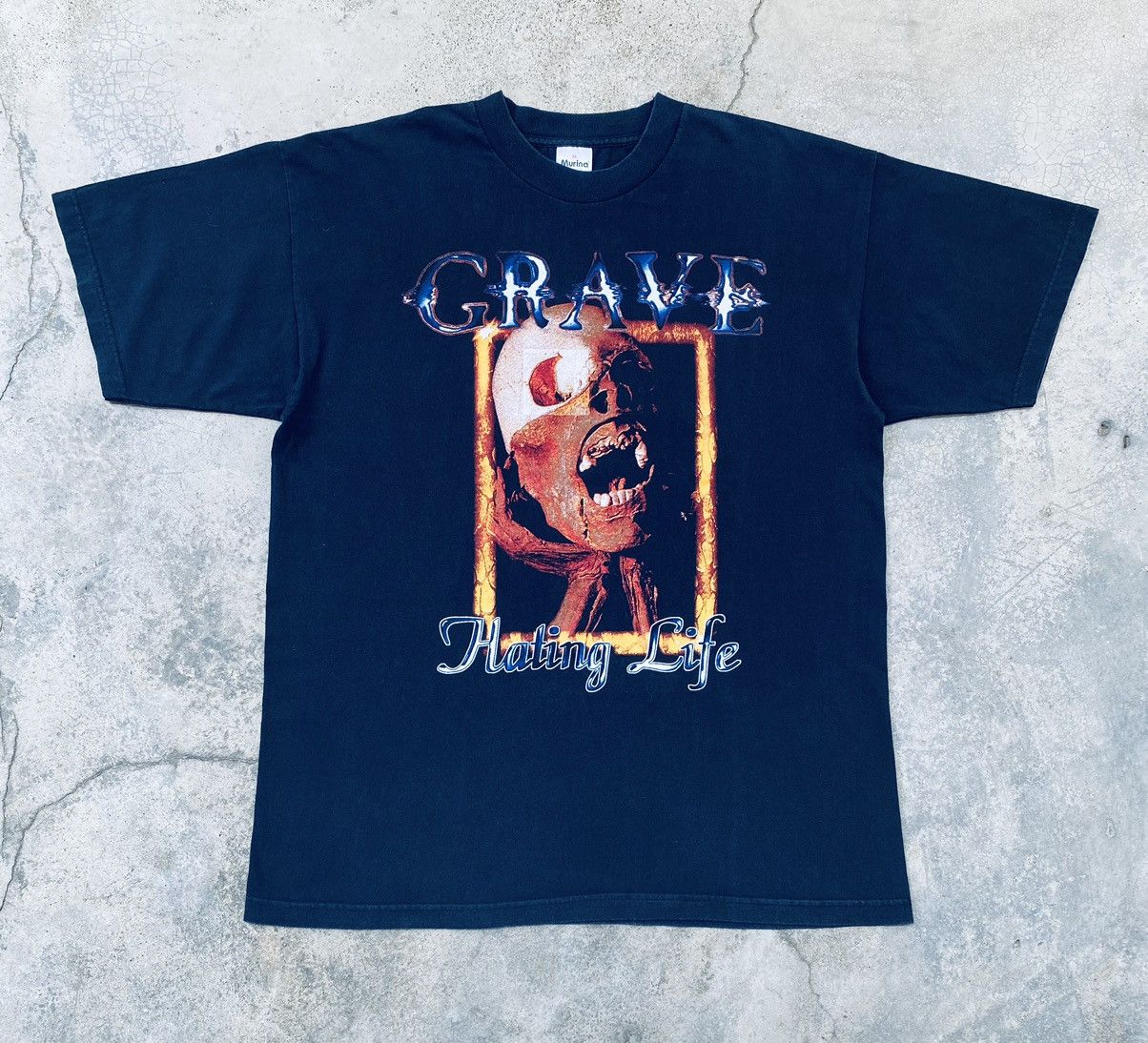 Band Tees True Vintage 90s Grave Hating Life Death Metal Band Tees Size US XL / EU 56 / 4 - 1 Thumbnail