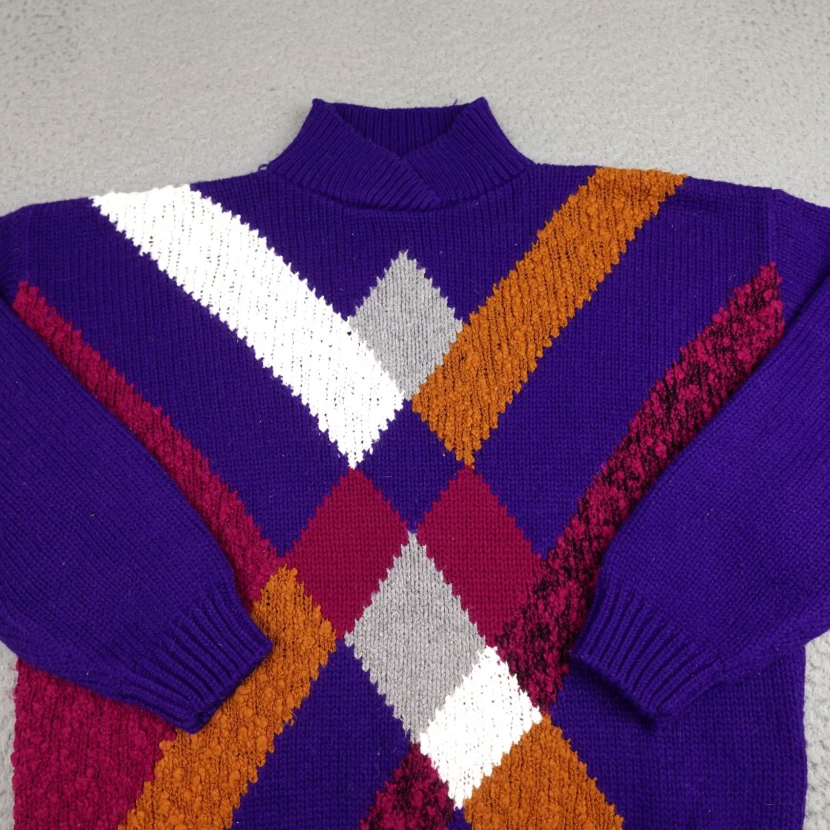 Alife VINTAGE Spice Of Life Sweater Womens Large Purple Chunky Knit Pullover Retro 80s Size L / US 10 / IT 46 - 4 Thumbnail