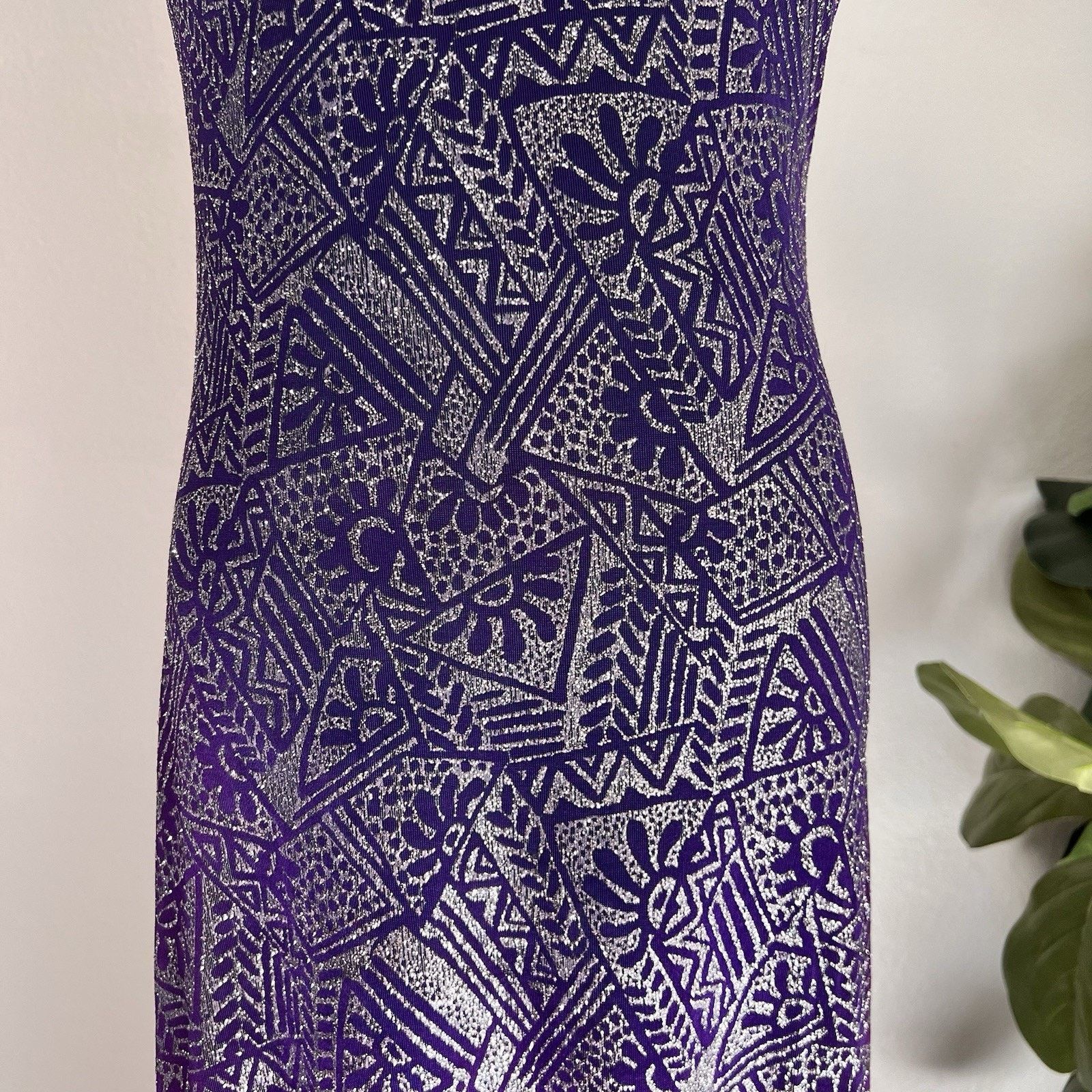 Other Vintage Caché Y2K Dress 6 Prom Formal Purple Silver Glitter Size M / US 6-8 / IT 42-44 - 3 Thumbnail