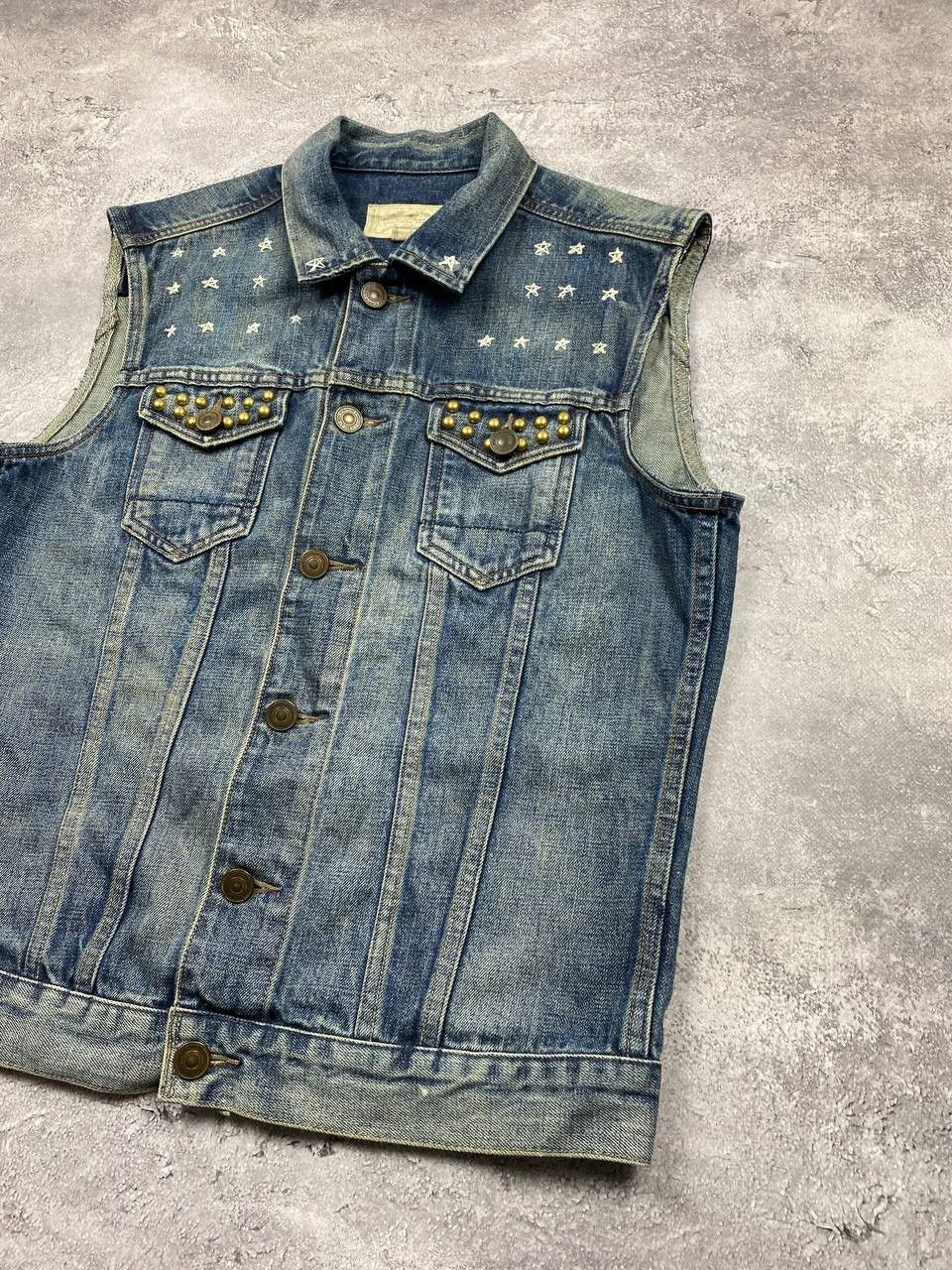 Allsaints Allsaints Selvedge Denim Vest Trucker Jacket Faded Biker Size US M / EU 48-50 / 2 - 2 Thumbnail
