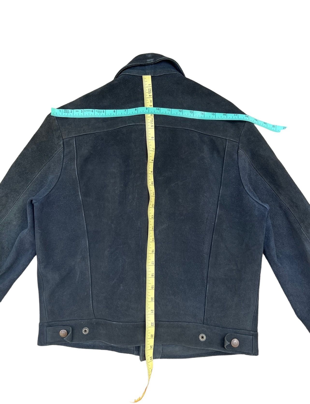 Vintage 70s 80s Ibex Fade Black Suede Leather Trucker Jacket