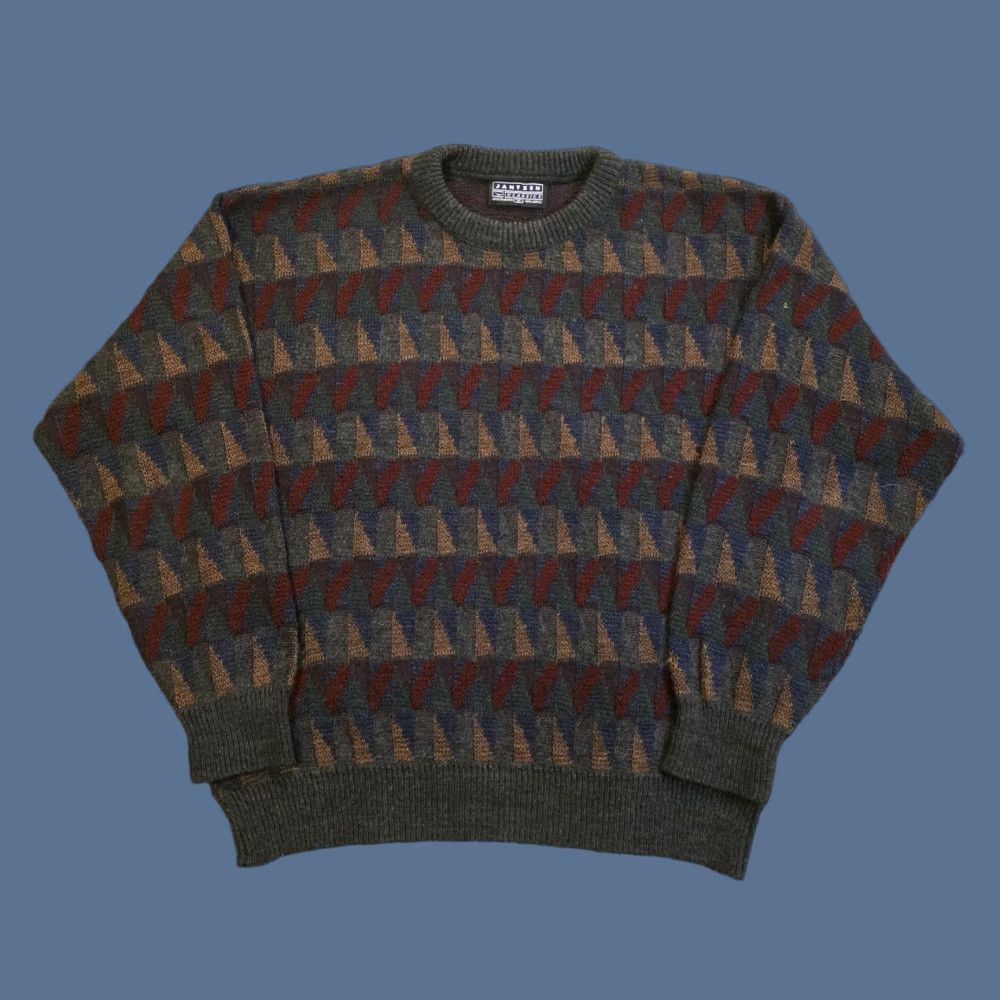 Jantzen VINTAGE Jantzen Geometric Pattern Knit Crewneck Sweater Grandpa Adult Medium Size US M / EU 48-50 / 2 - 1 Thumbnail