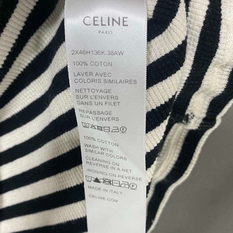 Celine Striped Short Sleeve Top with Gold Buttons Size M / US 6-8 / IT 42-44 - 6 Thumbnail