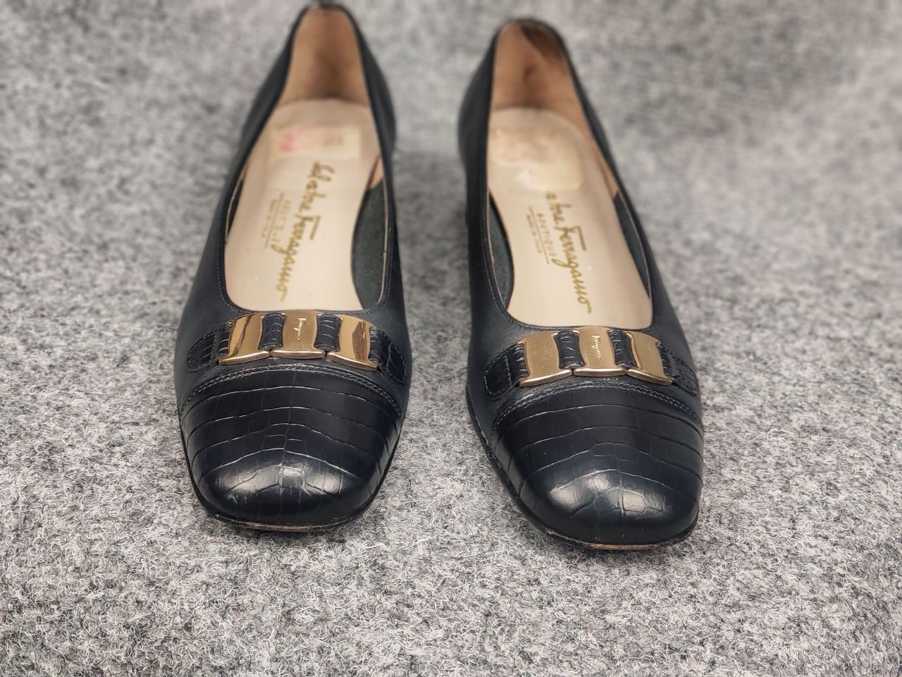 Salvatore Ferragamo Salvatore Ferragamo Vintage Pumps Heel Leather Black Shoes Size US 7.5 / IT 37.5 - 6 Thumbnail