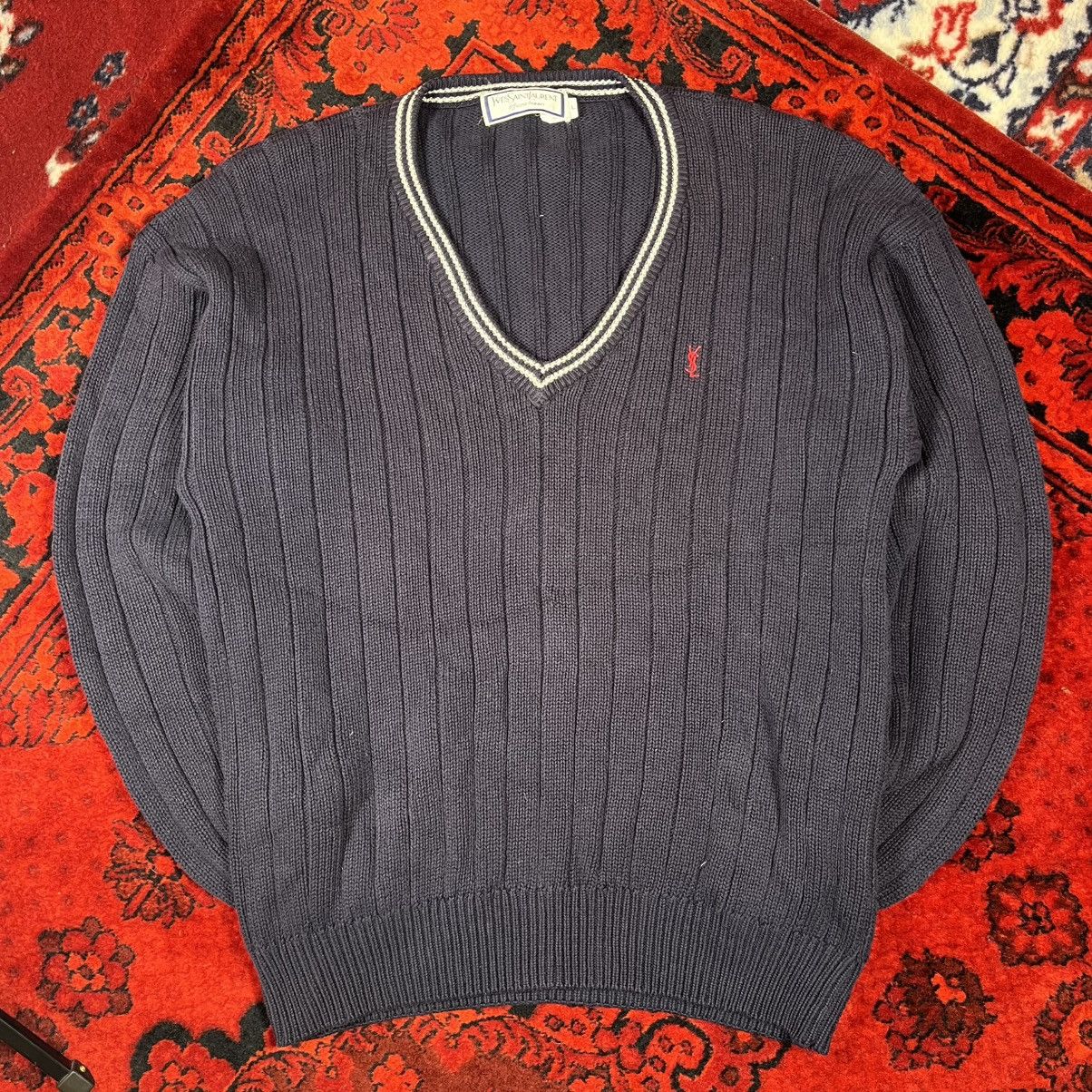 Yves Saint Laurent Vintage 2000s Knitted V-Neck Yves Saint Laurent Sweater Size US L / EU 52-54 / 3 - 2 Thumbnail
