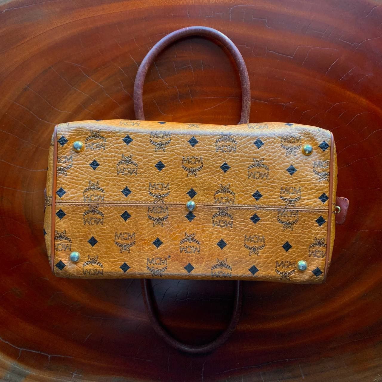 MCM Vintage MCM Boston Brown Visetos Leather Hand Bag Size ONE SIZE - 5 Thumbnail