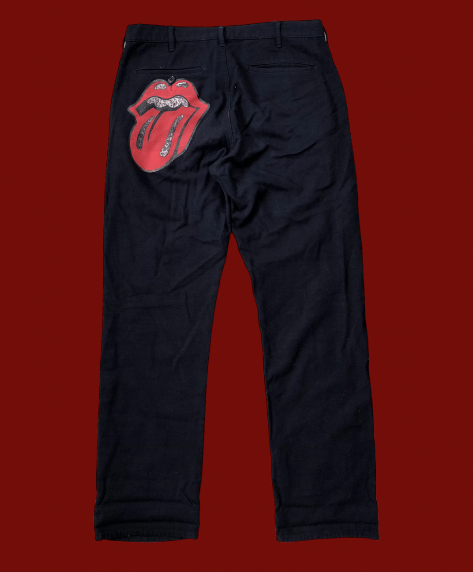 Pre-owned Comme Des Garçons Ss 2006 "rolling Stones" Pants In Black Red