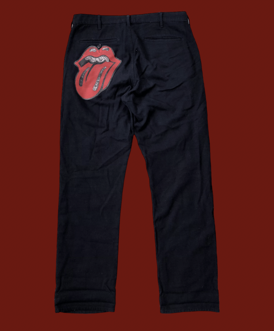 Pre-owned Comme Des Garçons Ss 2006 "rolling Stones" Pants In Black Red