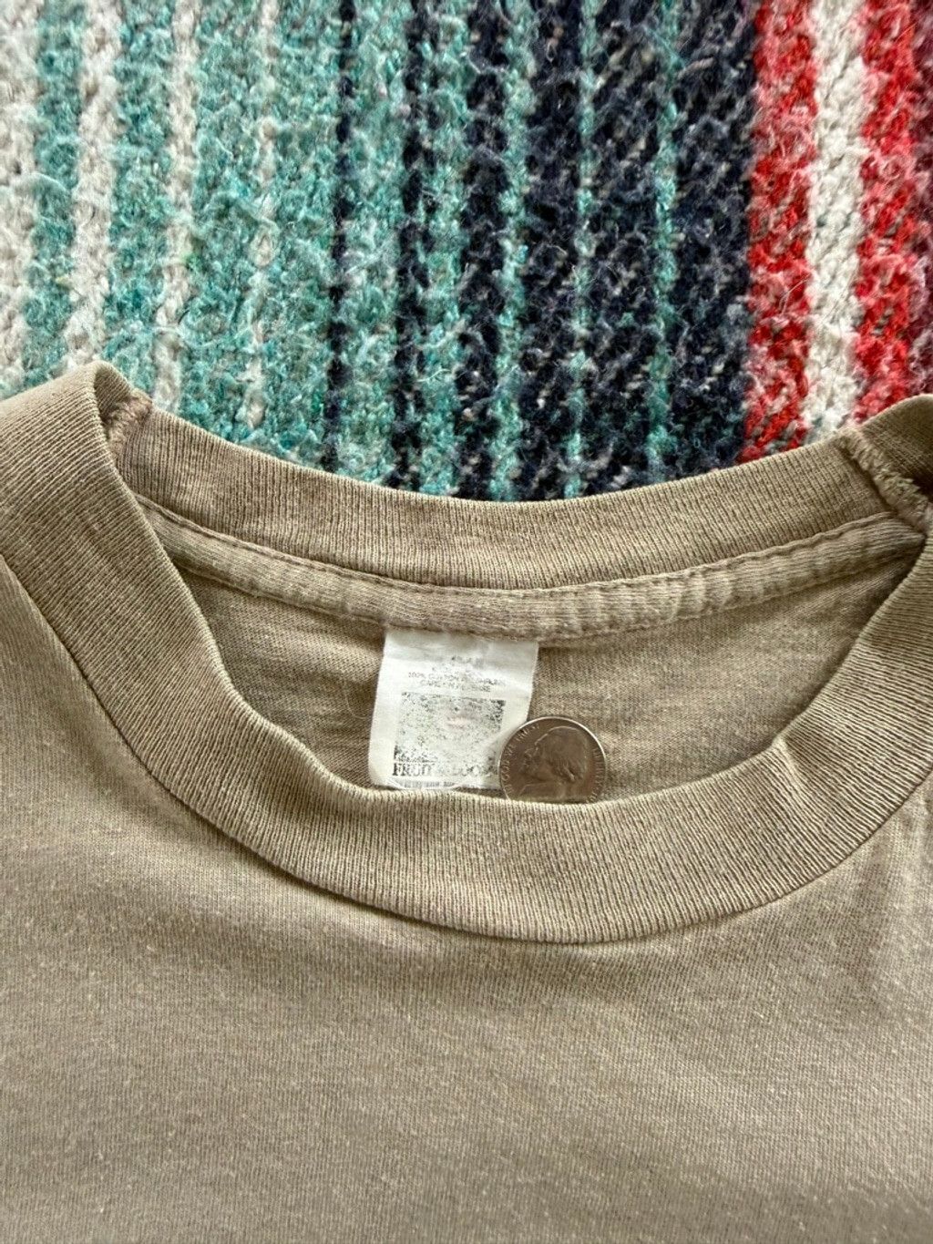 Vintage Vintage Short Sleeve Single Stitch Fruit of the Loom Taupe P Size US M / EU 48-50 / 2 - 5 Thumbnail