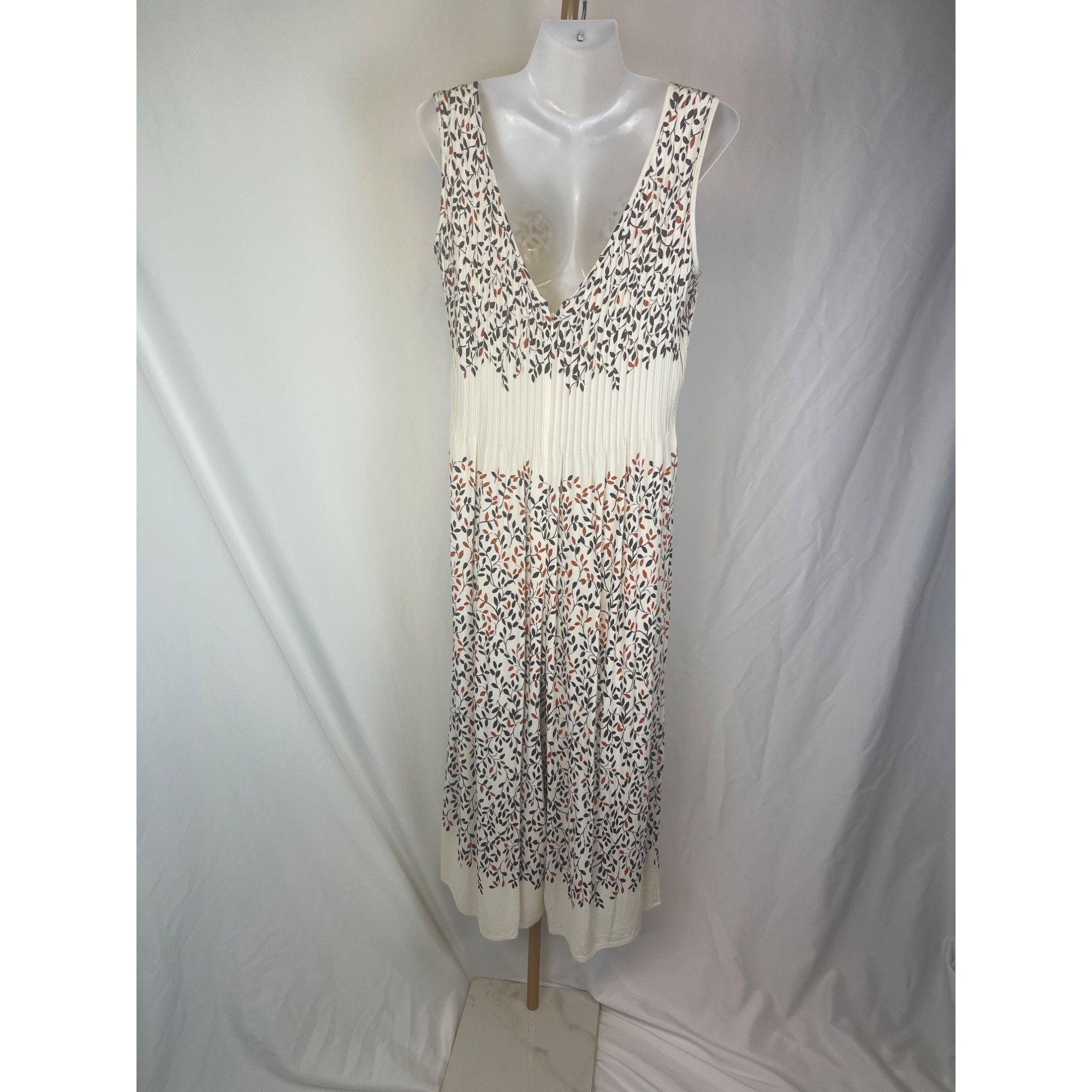 Other Elevenes Womens Sleeveless Ivory Midi Dress With V-Neck & Fa Size 28" / US 6 / IT 42 - 3 Thumbnail