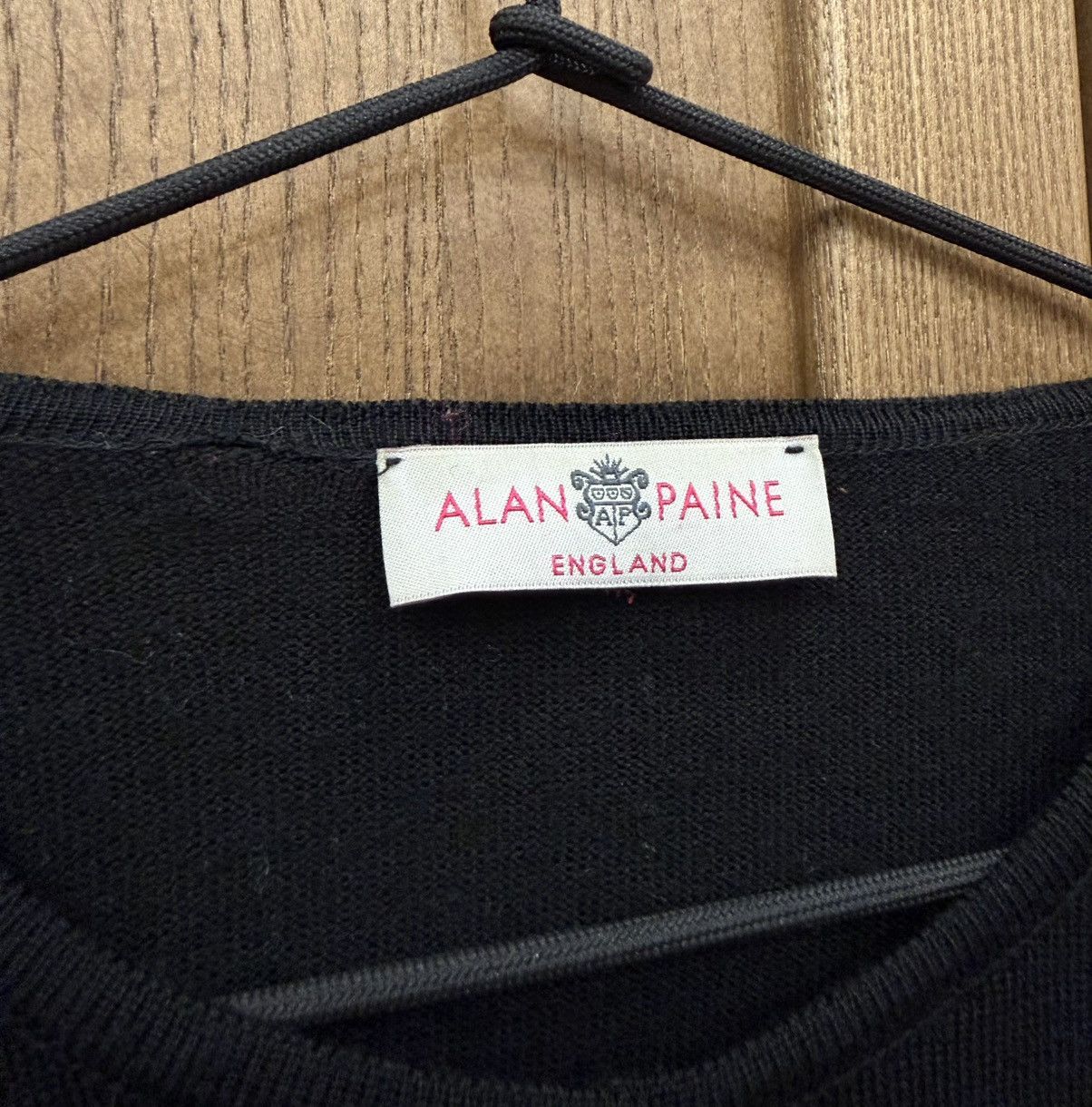 Alan Paine Vintage Alan Paine England Black Merino Wool Cardigan Size L / US 10 / IT 46 - 6 Thumbnail