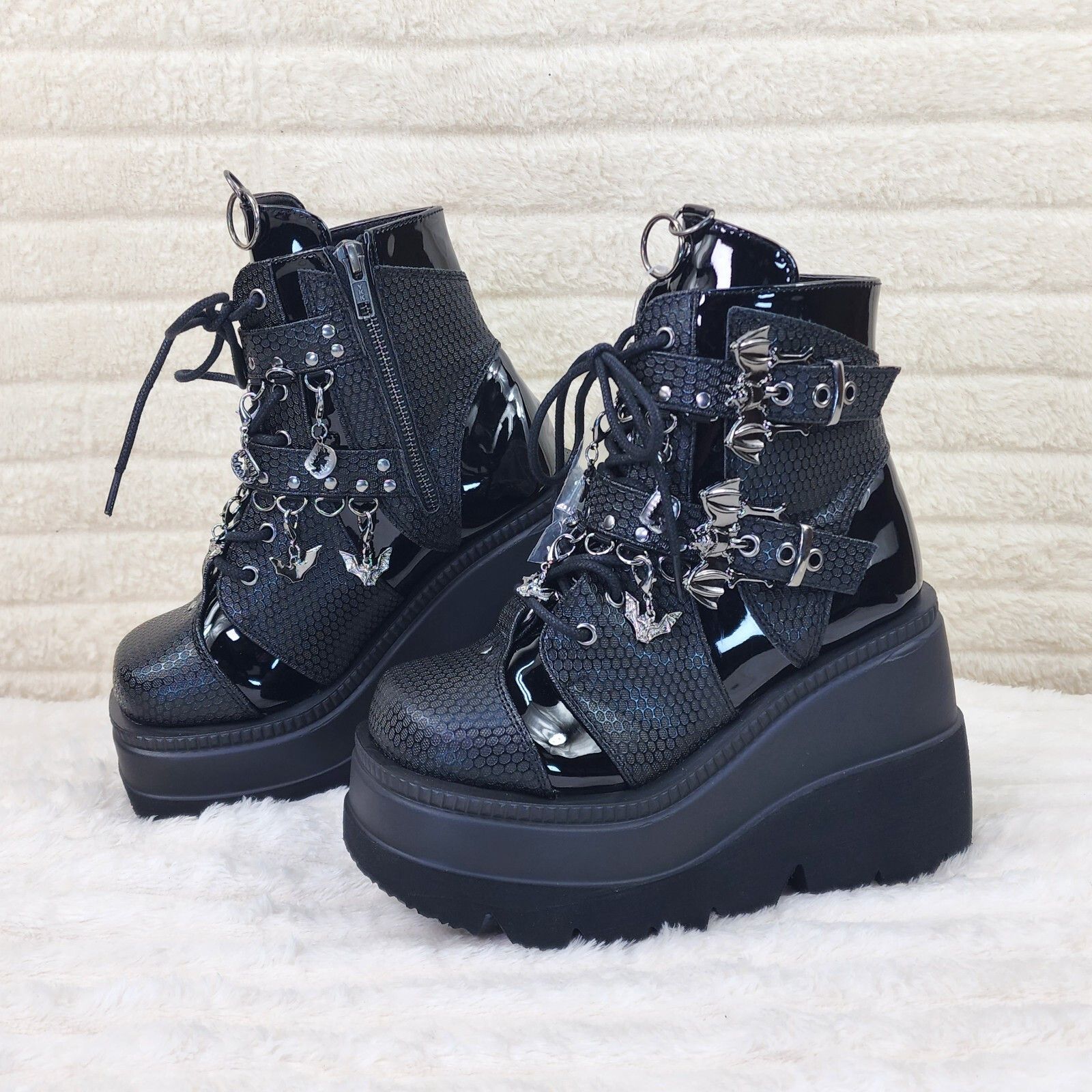 Other Shaker 66 Black Matte / Patent Platform 4.5" Wedge Heel Char Size US 12 / IT 42 - 9 Thumbnail