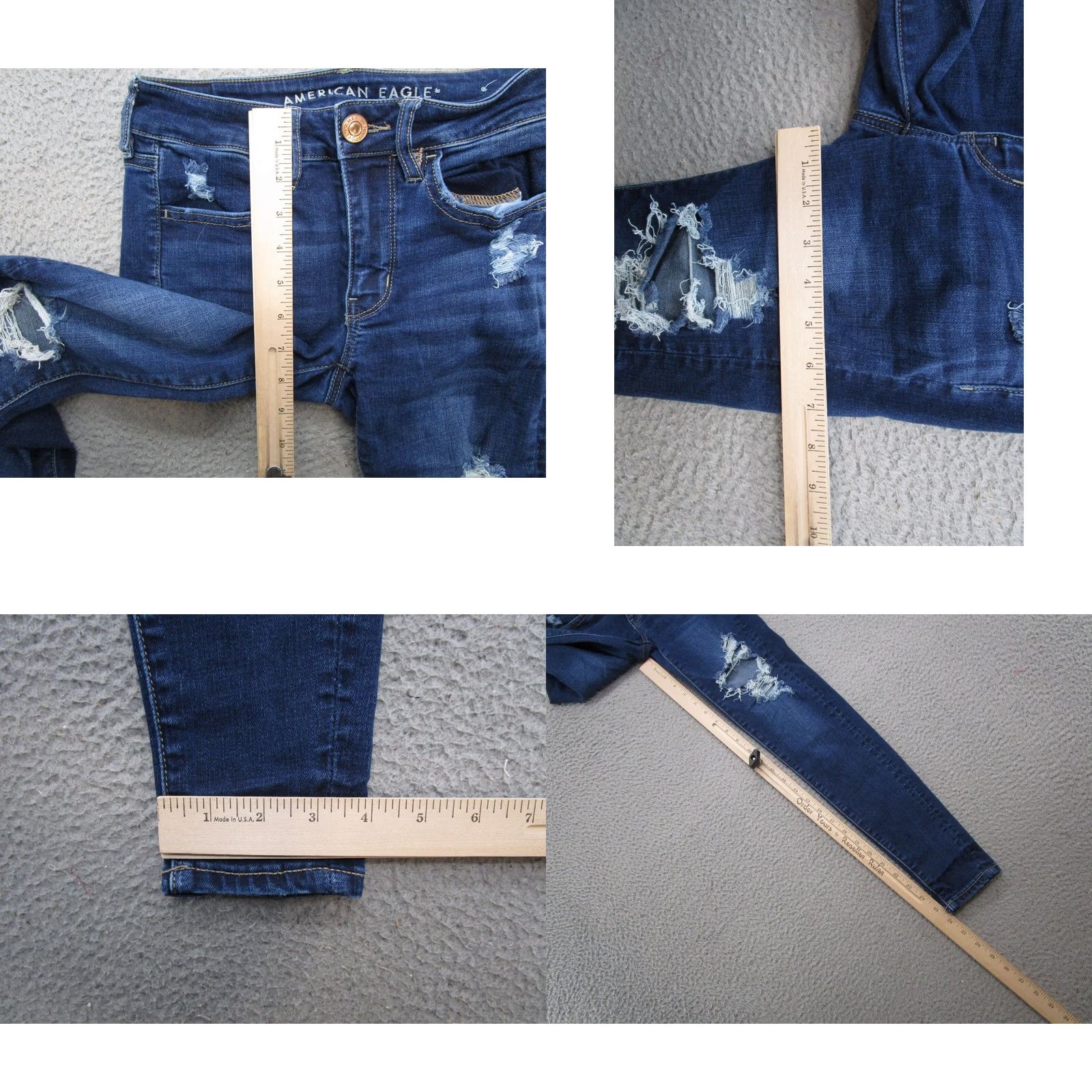 American Eagle Outfitters American Eagle Jegging Dark Wash Distressed Denim Size 2 Jeans Women Stretch Size 26" / US 2 / IT 38 - 8 Thumbnail