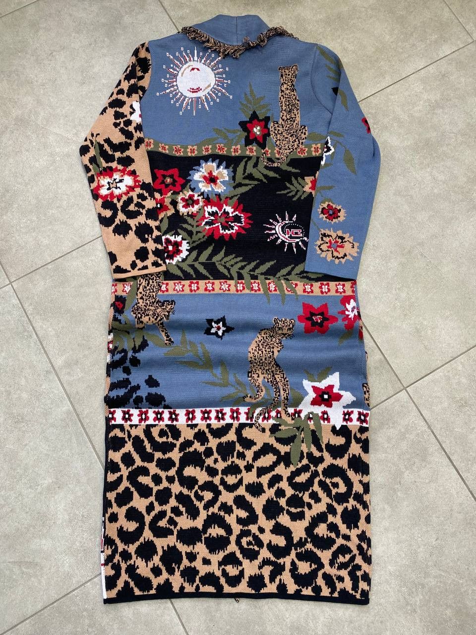 Other UK Hayley Menzies Enchanted Leopard Jacquard Duster Cardigan Size XS / US 0-2 / IT 36-38 - 3 Thumbnail