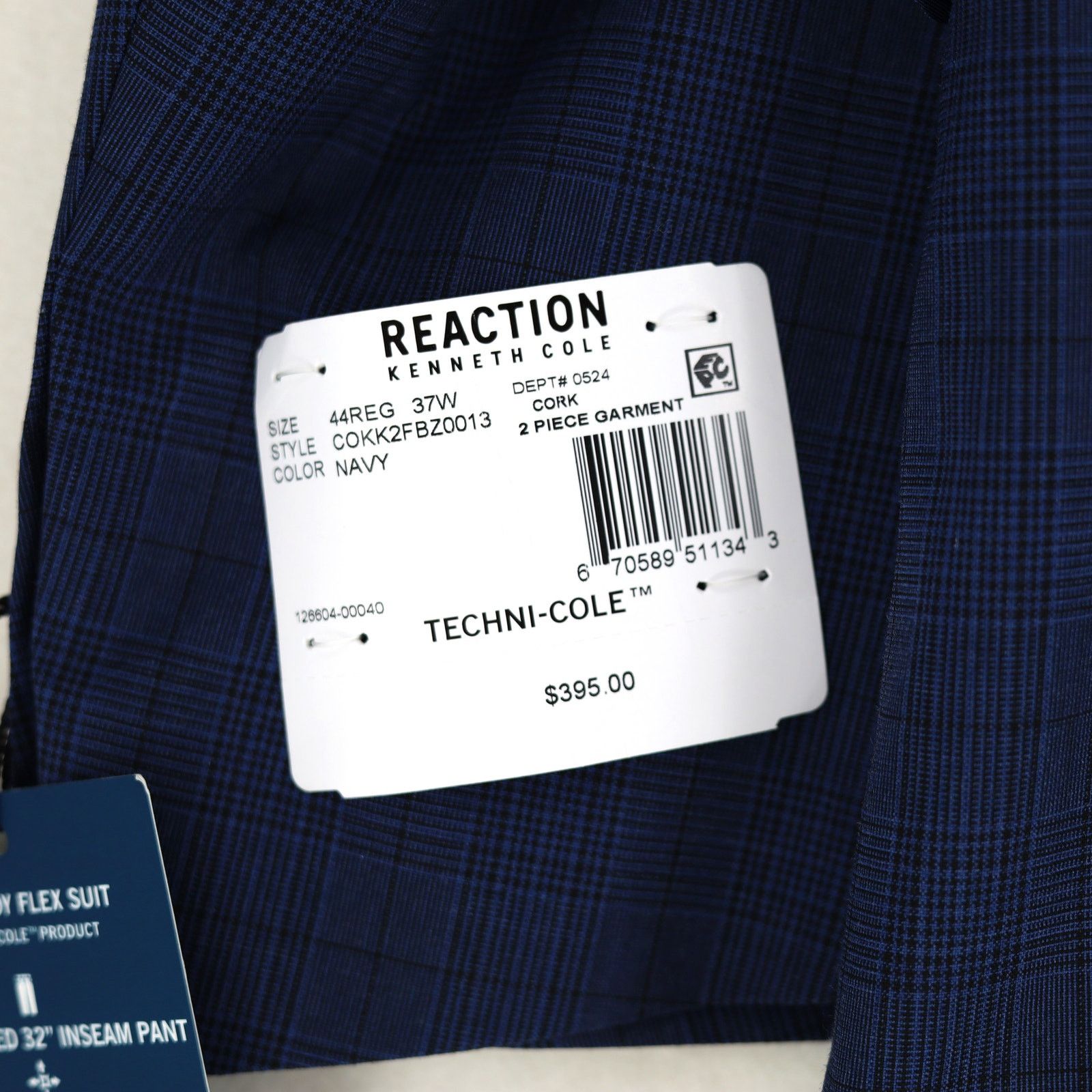 Kenneth Cole Kenneth Cole Reaction Men's Navy Slim-Fit Blazer Size 44R Size 44R - 5 Thumbnail