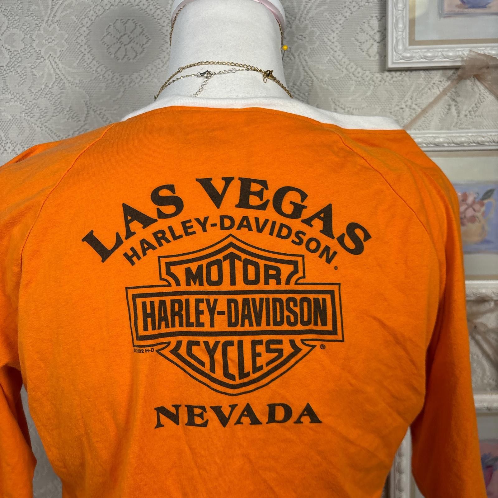 Harley Davidson y2k harley davidson orange rhinestone t-shirt Size M / US 6-8 / IT 42-44 - 4 Thumbnail