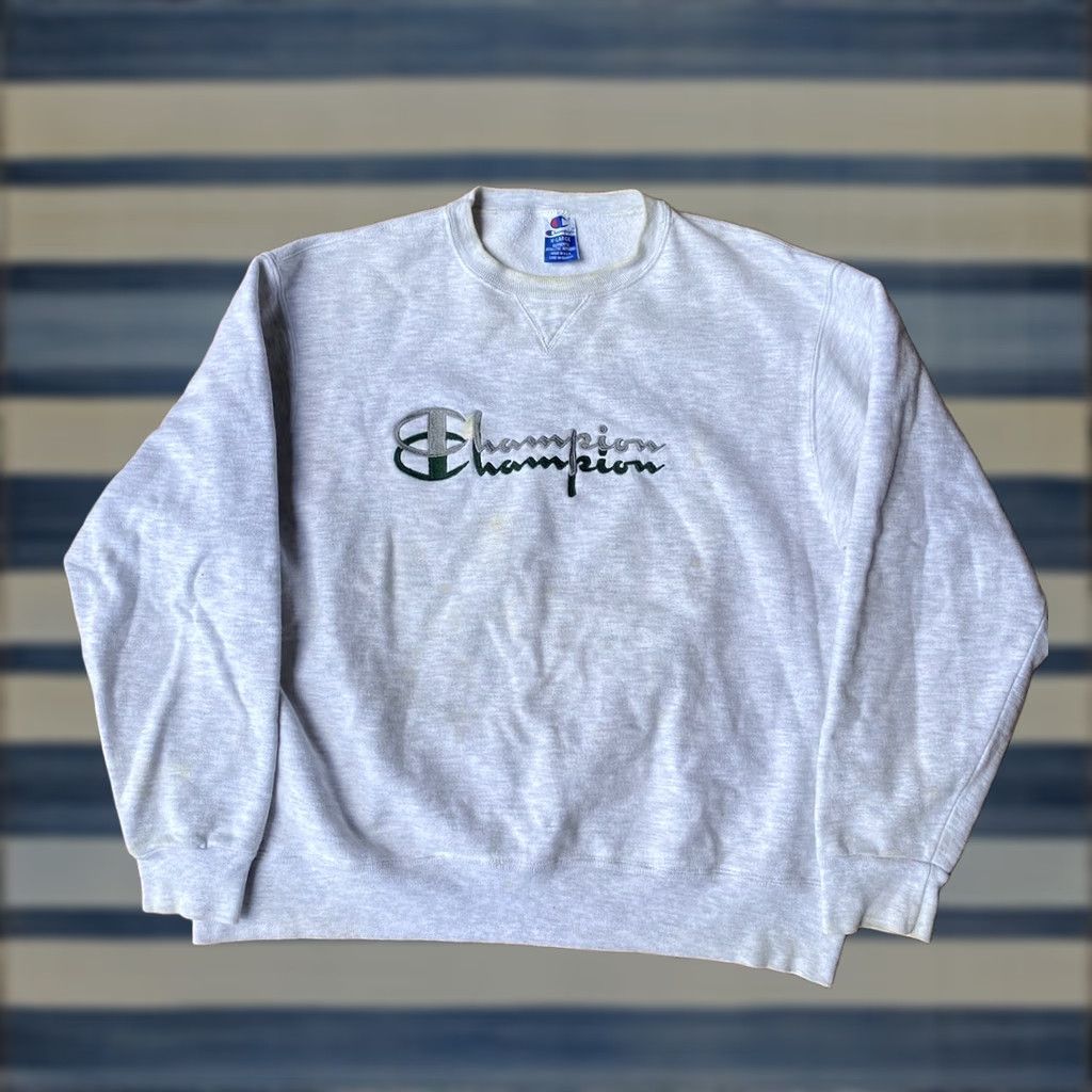 Champion VINTAGE Champion Reverse Weave Crewneck Sweatshirt XL White Spell Out 90s Mens Size US XL / EU 56 / 4 - 1 Thumbnail