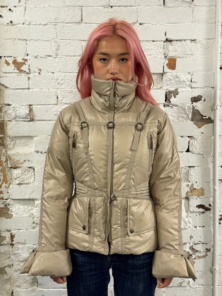 Just Cavalli 2000s Cavalli Harness Bondage Beige Puffer Jacket Size S / US 4 / IT 40 - 2 Thumbnail