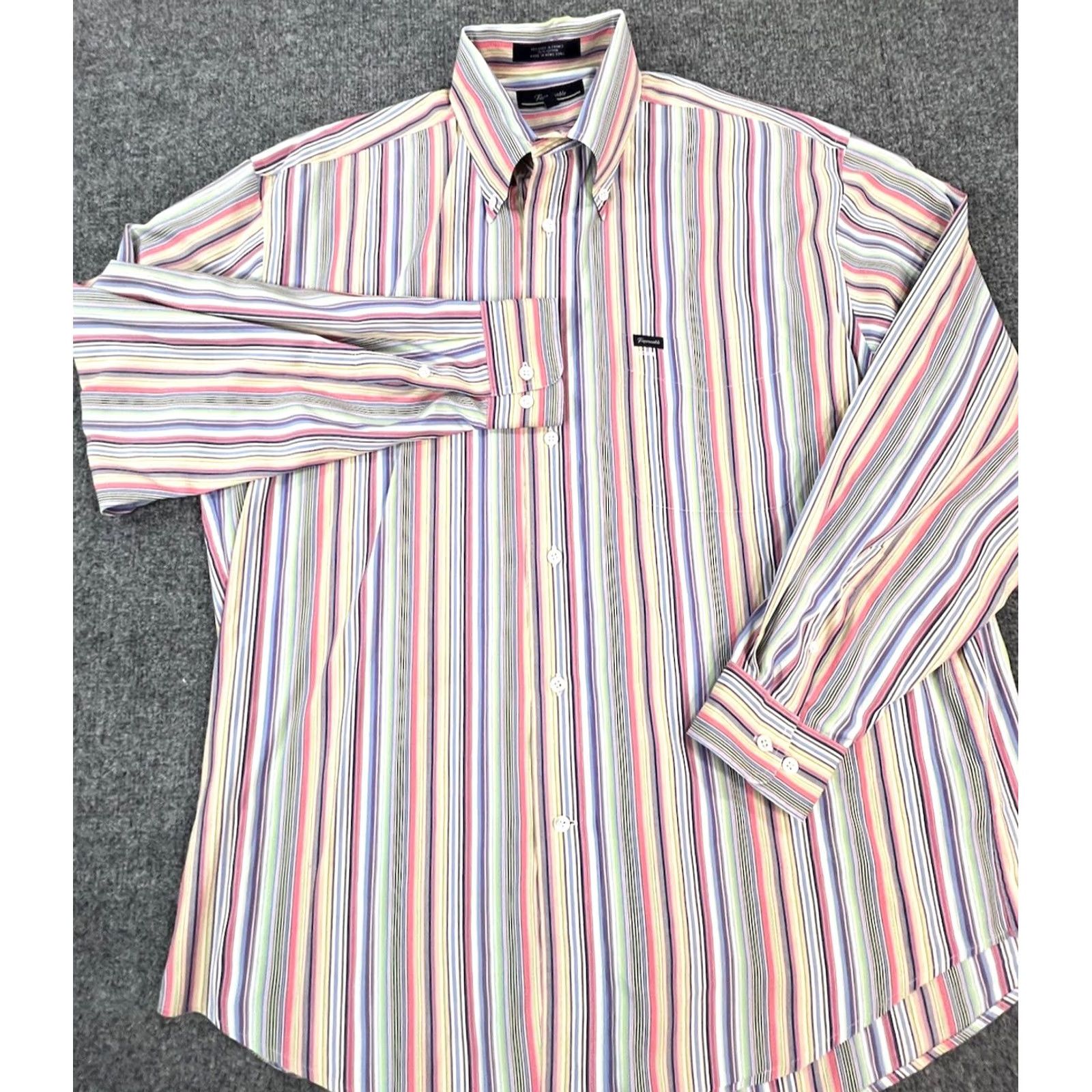 Faconnable Façonnable Shirt Mens Large Striped Colorful Pocket Button-Down Collar Long Sleeve Casual Dress Shirt Mens Size US L / EU 52-54 / 3 - 2 Thumbnail