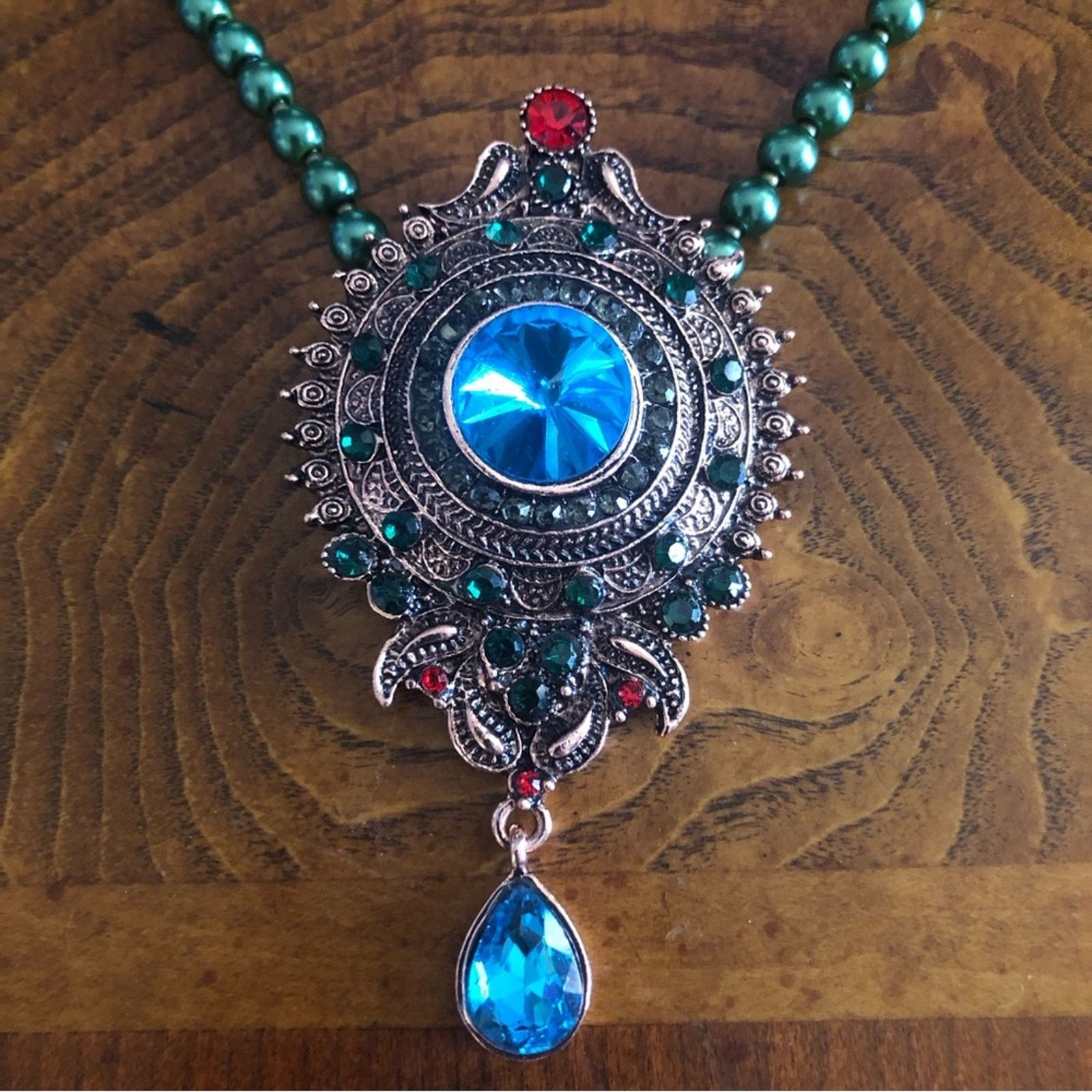 Handmade Handcrafted repurpose regal look stone Pearl necklace Size ONE SIZE - 11 Thumbnail