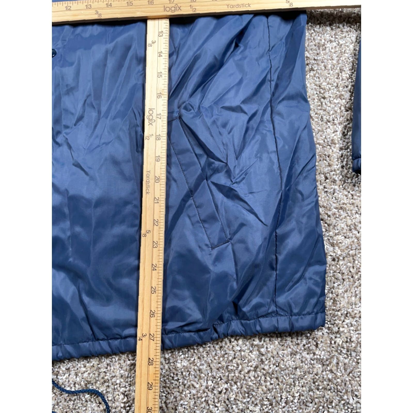 Vintage VTG Yes Fieldmaster Windbreaker Jacket Outdoor Dark Blue Medium Adult Mens Regular Snap Button Pockets Short Nylon Solid Zip Full Lining Polyester Size US M / EU 48-50 / 2 - 7 Thumbnail