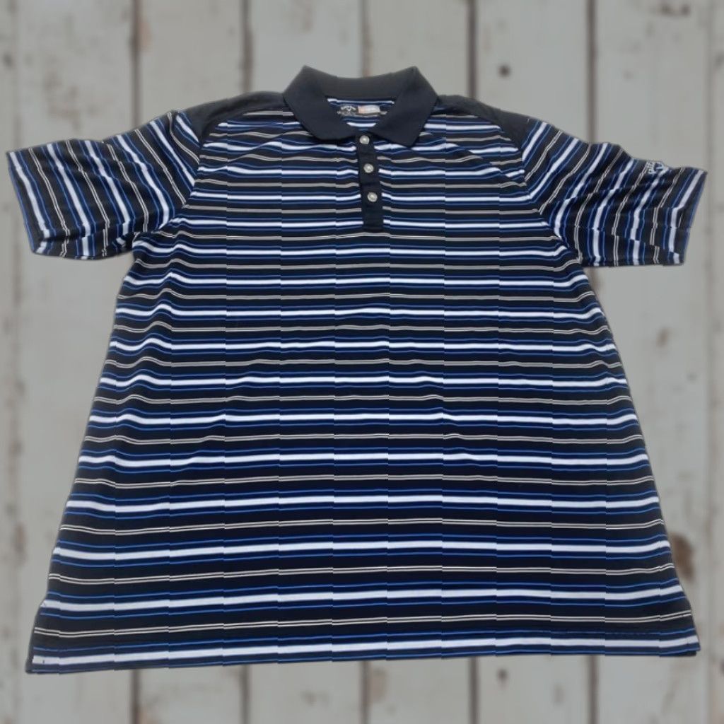Callaway Callaway Polo Shirt Callaway Opti Dri Polo Shirt Men's XL Striped Black Gray Blue Golf 8578 Size US XL / EU 56 / 4 - 1 Thumbnail