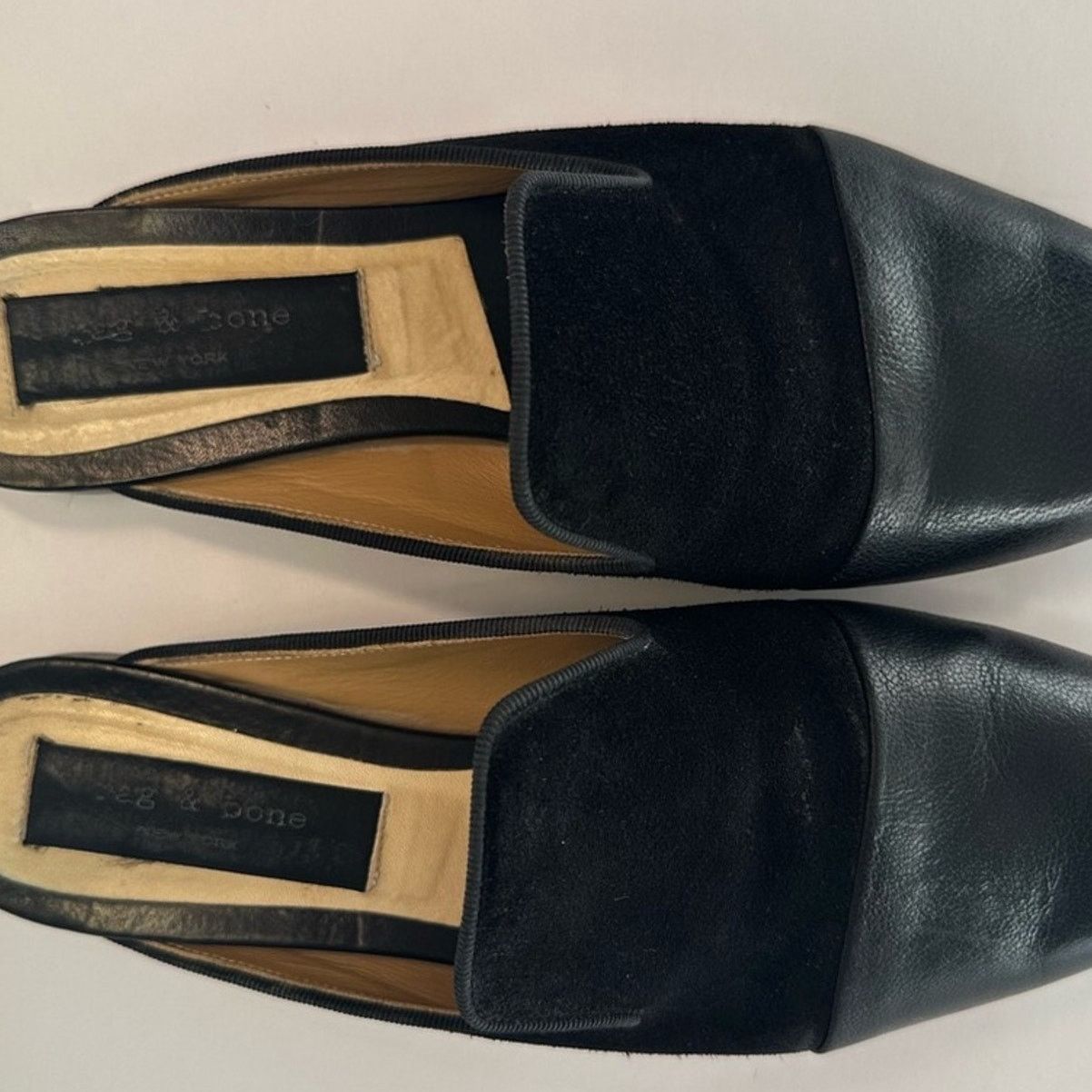 Rag & Bone Sabine Black Mules EU 38 Slides Flats 2-tone Leather & Suede Size US 8 / IT 38 - 7 Thumbnail