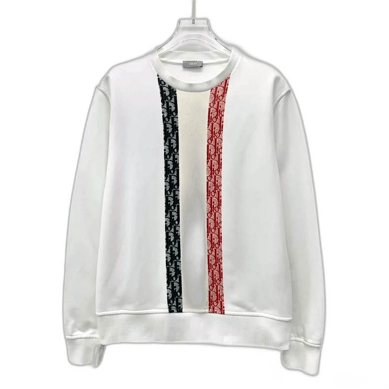 Dior Dior White Striped Cotton Crewneck Sweatshirt-2505 Size US S / EU 44-46 / 1 - 1 Thumbnail