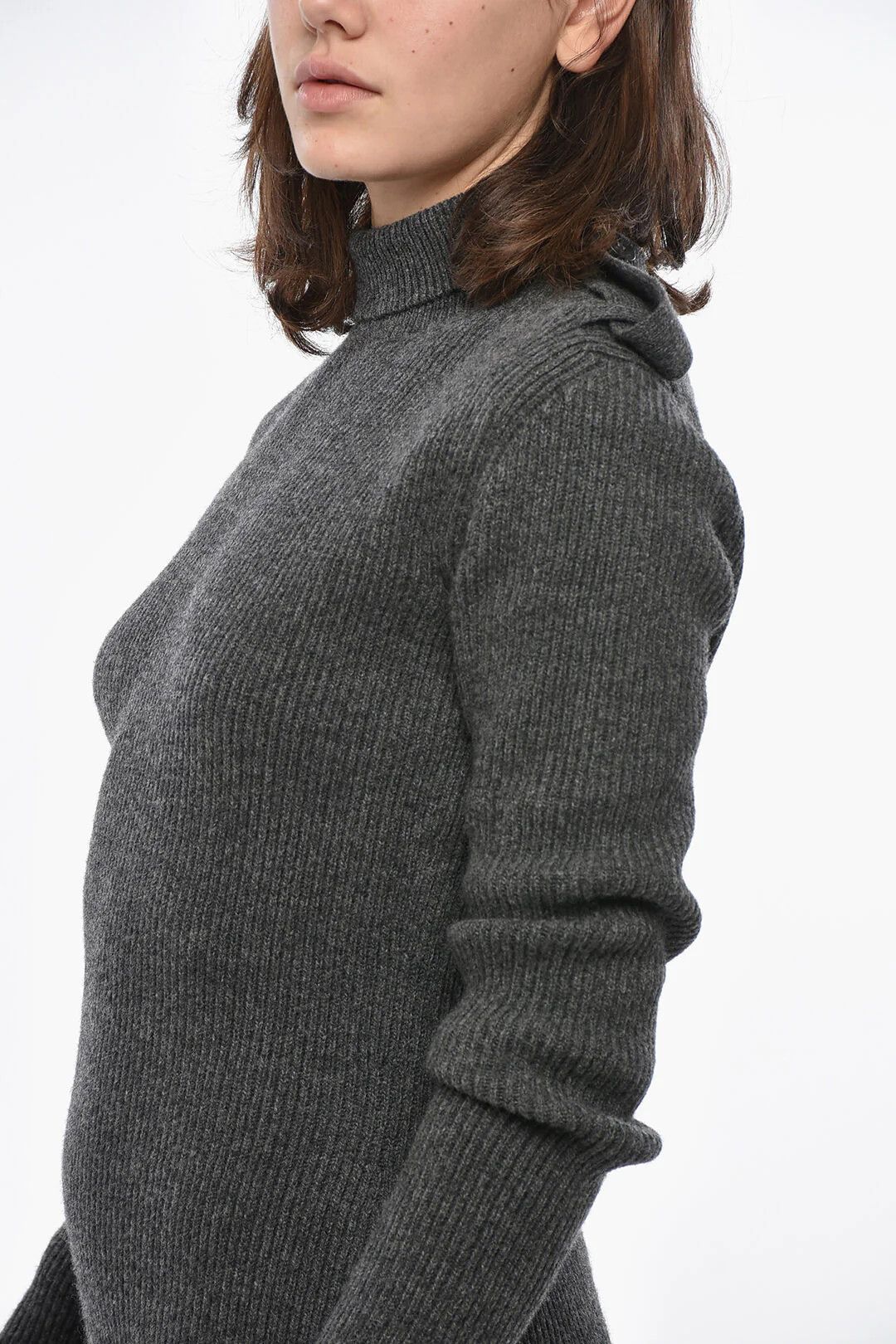 Alexander McQueen og1mm0426 Hi-neck Knit Minidress in Grey Size L / US 10 / IT 46 - 3 Thumbnail