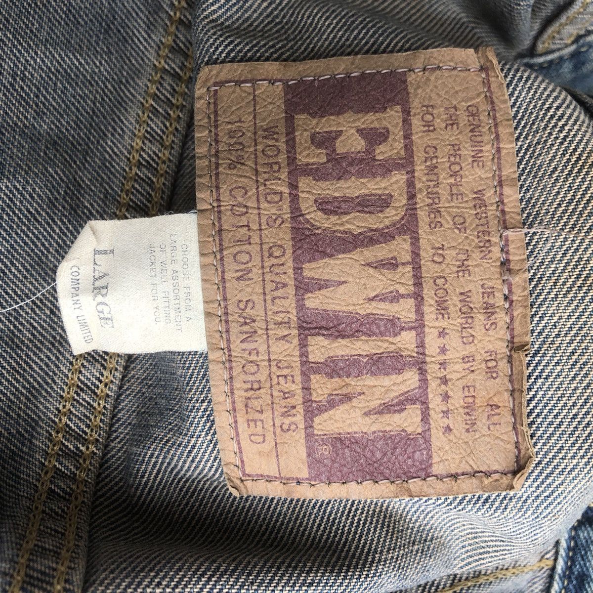 Edwin × Japanese Brand 90’ Edwin 100% Cotton Sanforized Denim Jacket Size US L / EU 52-54 / 3 - 10 Thumbnail