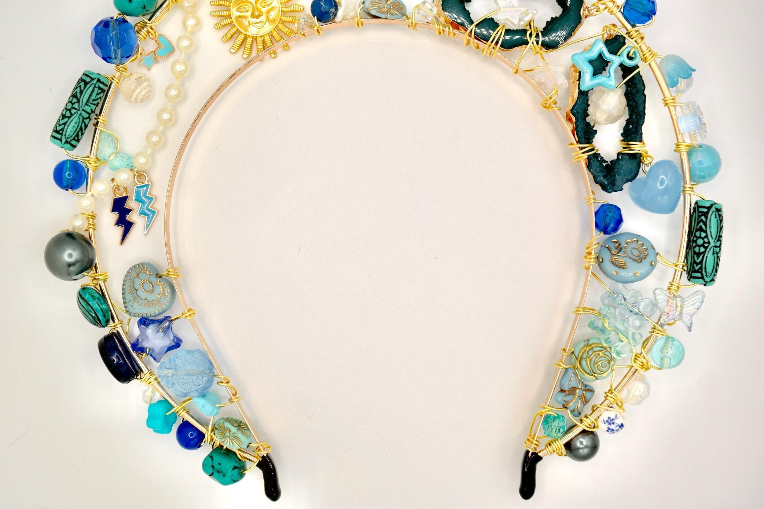 Handmade Fit For A Mermaid Blue & Gold Headpiece Size ONE SIZE - 8 Thumbnail