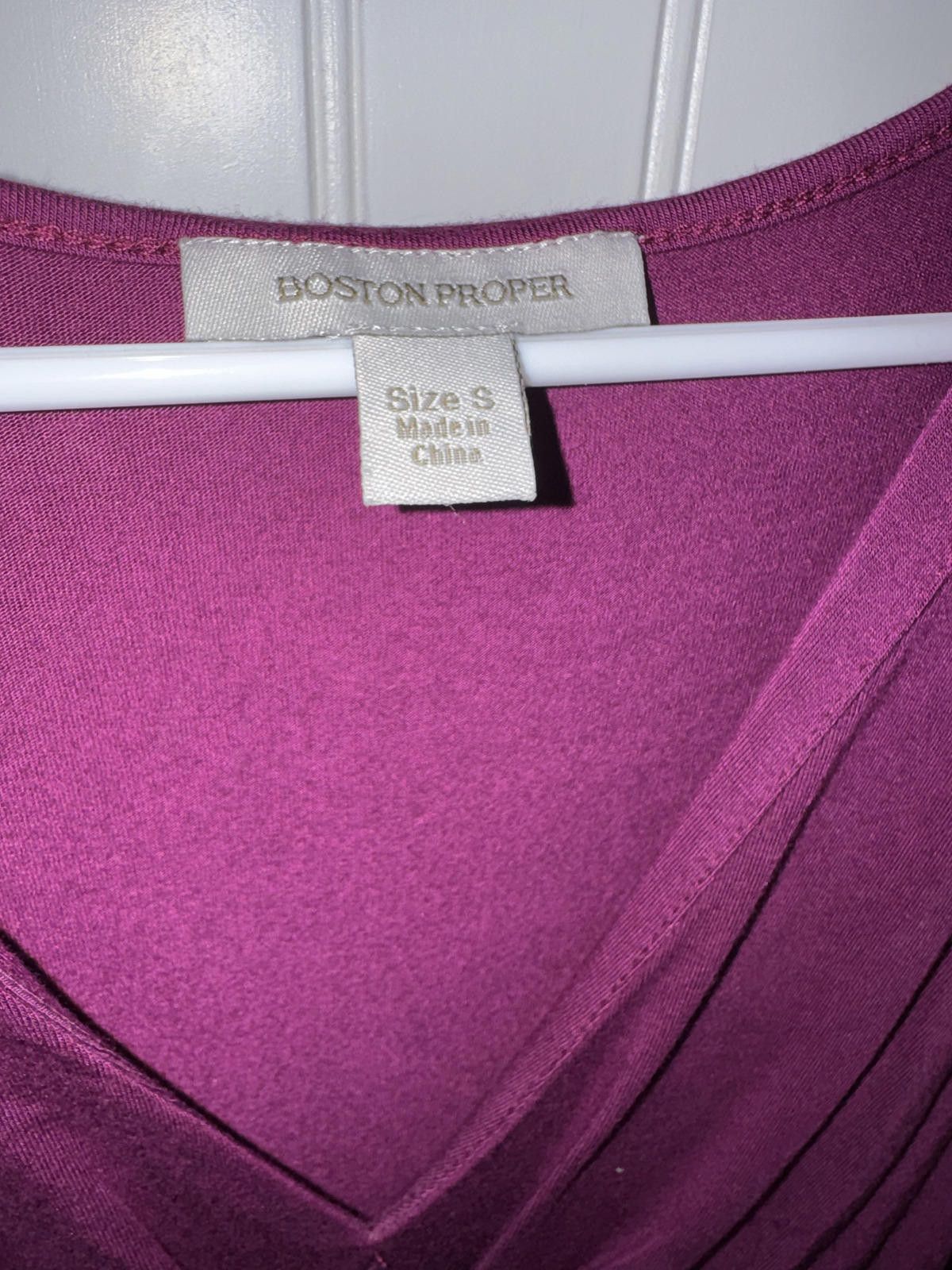 Other Boston Proper Women's Purple Ruched V-Neck Long Sleeve Top, Size S / US 4 / IT 40 - 3 Thumbnail