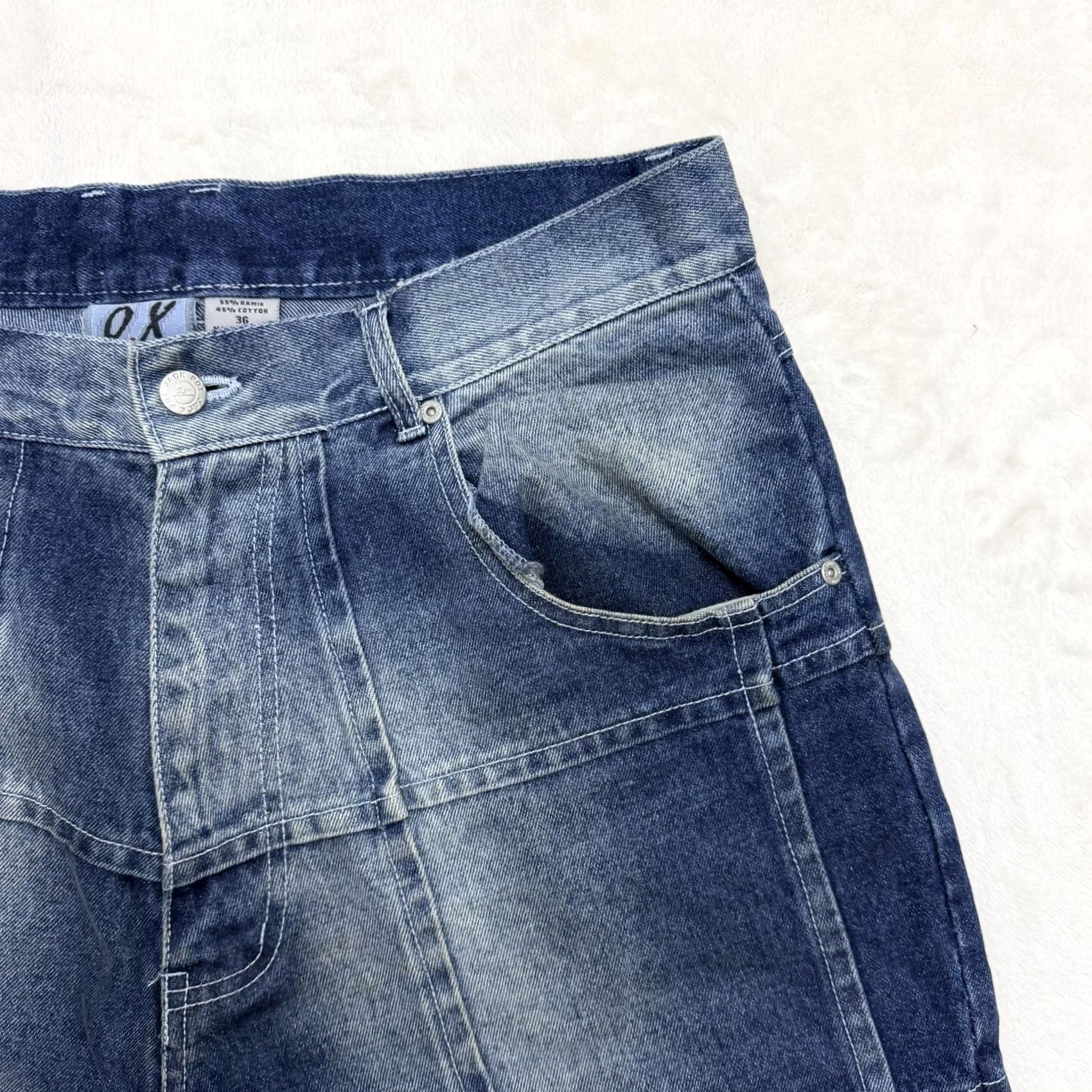 Denime VINTAGE O.X Jackpot Denim Jorts Bermuda Shorts Mens 36 Blue Ramie Cotton Relaxed Baggy Pocketed 90s 00s KS Size US 36 / EU 52 - 2 Thumbnail