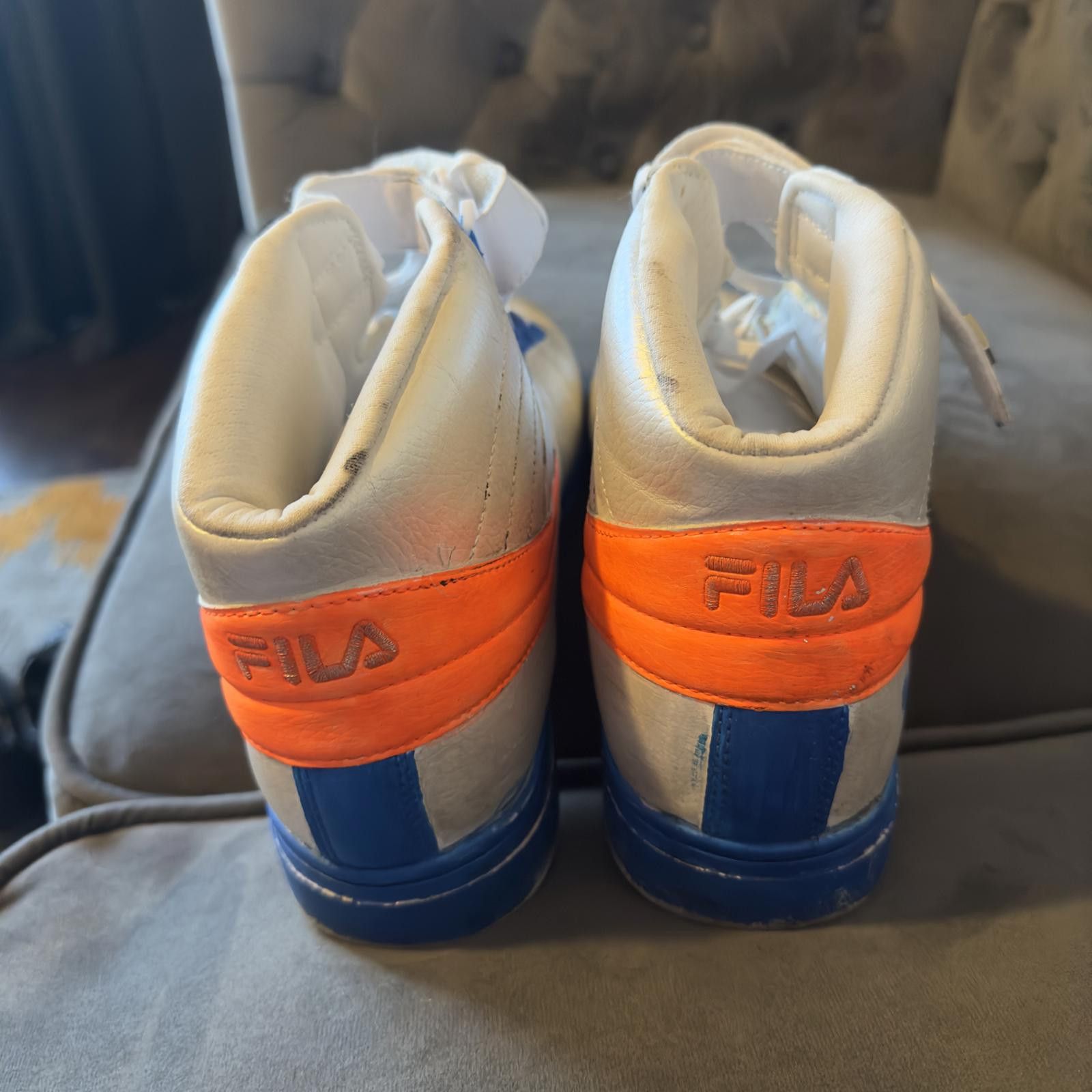 Fila Fila High-Top Sneakers - custom - White & Blue w/Orange Size US 13 / EU 46 - 3 Thumbnail