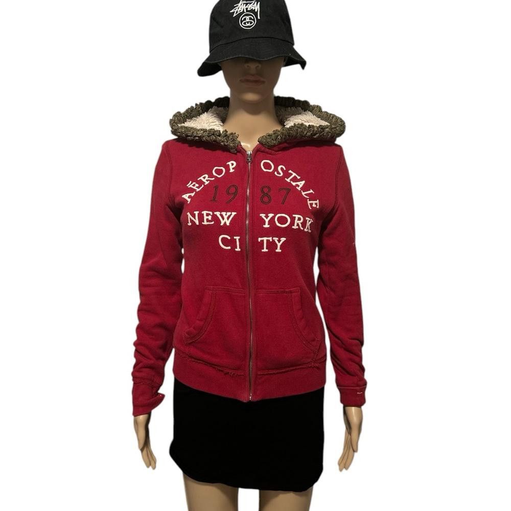 Aeropostale Aeropostale Red Zip-Up Hoodie, Size Medium Size M / US 6-8 / IT 42-44 - 2 Thumbnail