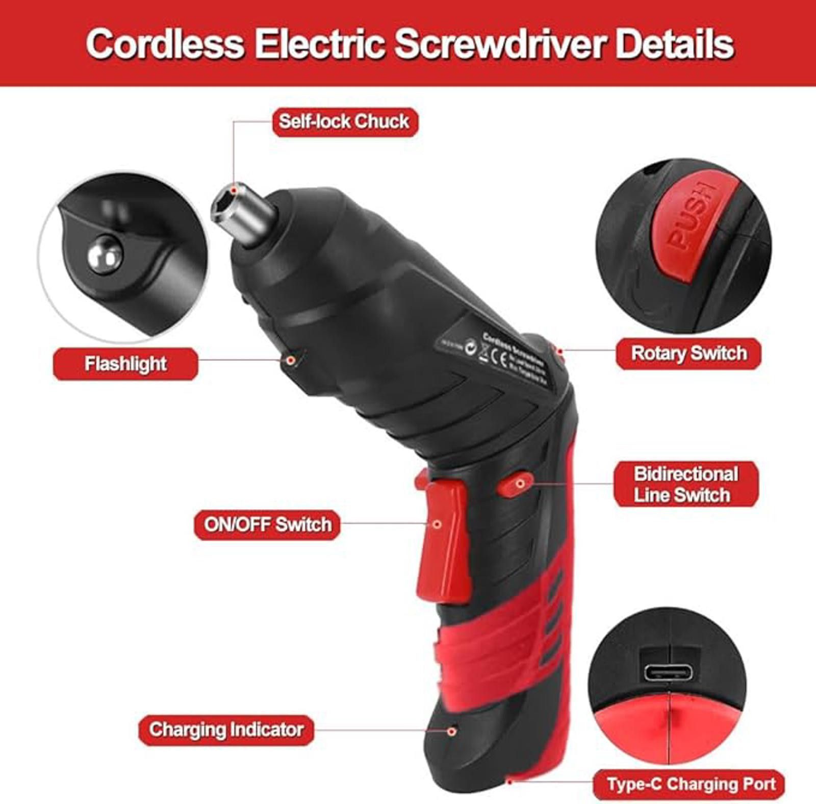 The Unbranded Brand Cordless Screwdriver Pistol Shape Set with Case and Bits Bla Size ONE SIZE - 4 Thumbnail