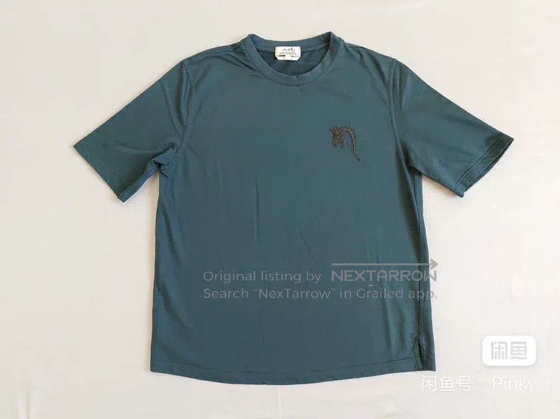 Other Hermes Men's short-sleeve T-shirt, peacock blue, horse lea Size US M / EU 48-50 / 2 - 1 Thumbnail