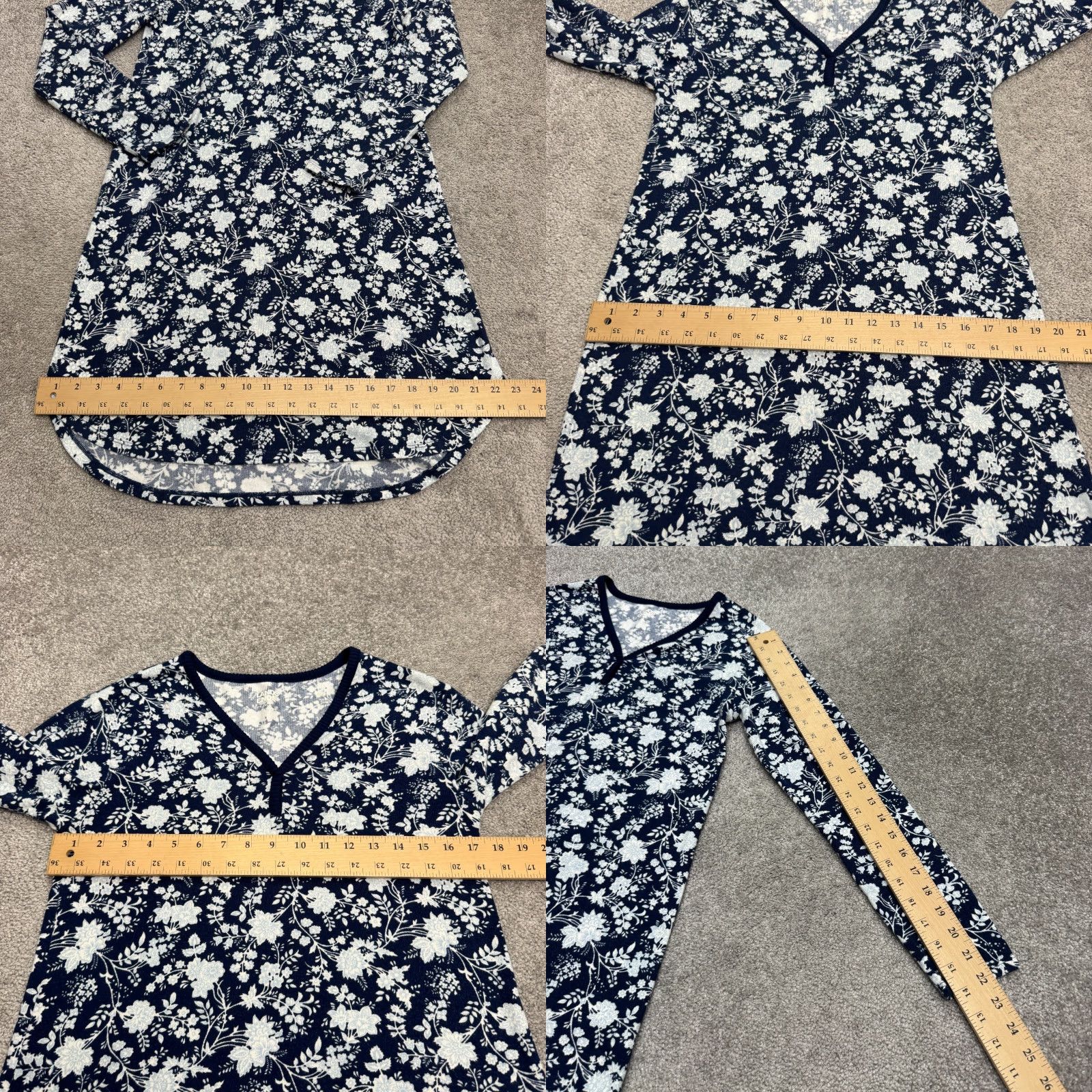 Lands' End VINTAGE Land's End Nightgown V-Neck Sleepwear Dress Womens XS Navy Blue White Floral Size XS / US 0-2 / IT 36-38 - 9 Thumbnail