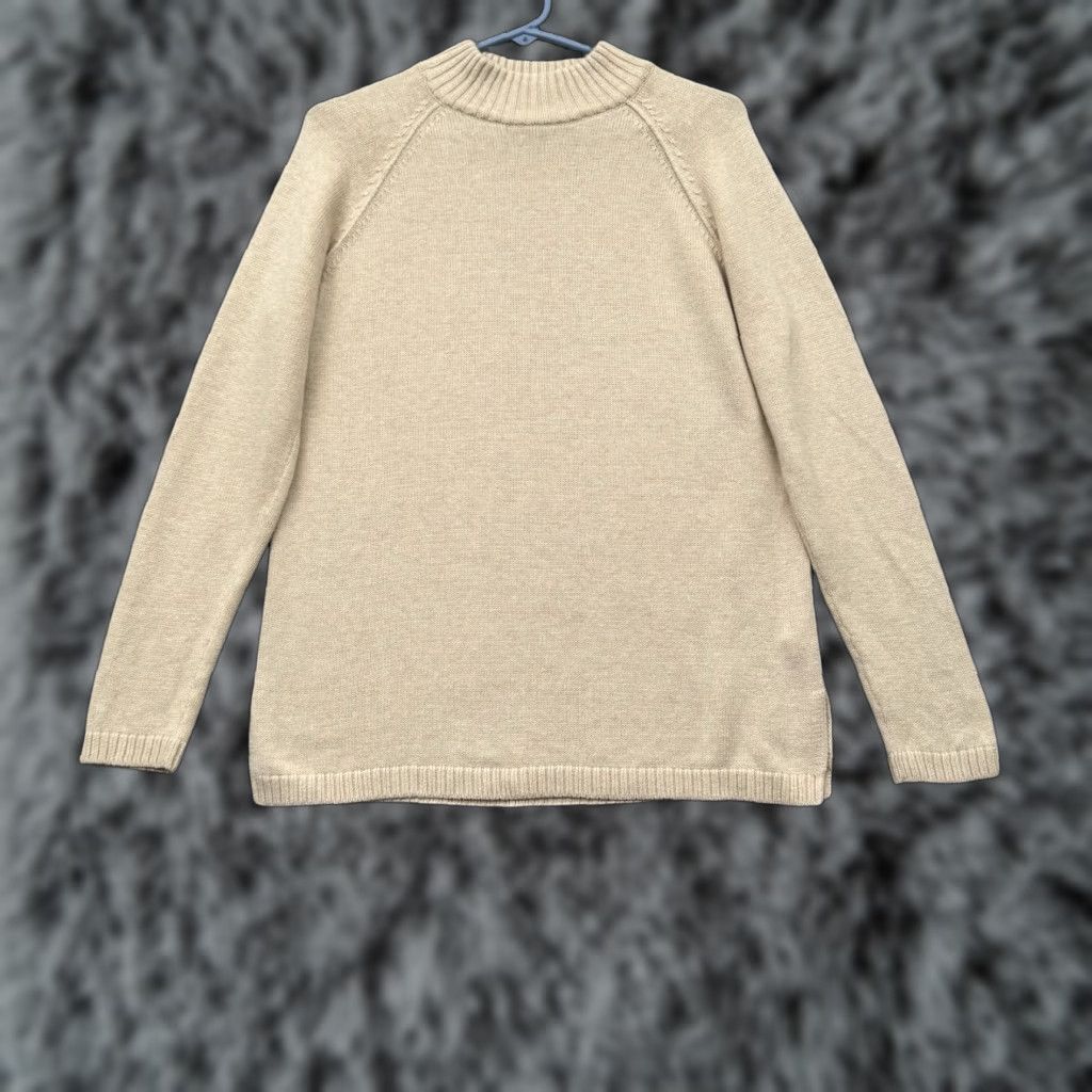 Vintage JEANNE PIERRE Sweater Women Medium Ivory 100% Cotton Mock Neck Long Sleeve Knit Pullover Winter 2010 Vintage N/A Size M / US 6-8 / IT 42-44 - 1 Thumbnail