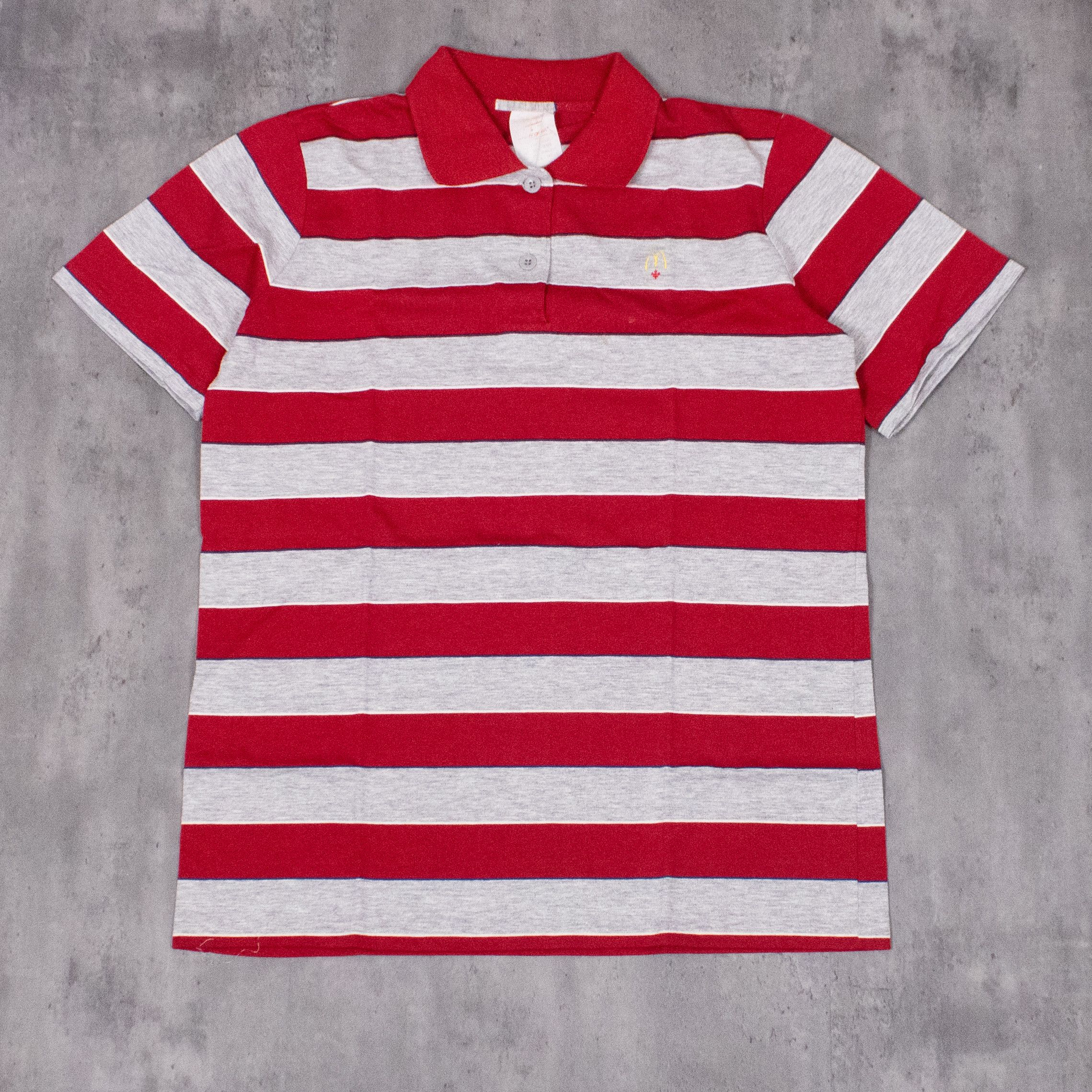 Vintage Vintage 1980s Mcdonalds Red And Grey Striped Polo Size US M / EU 48-50 / 2 - 3 Thumbnail