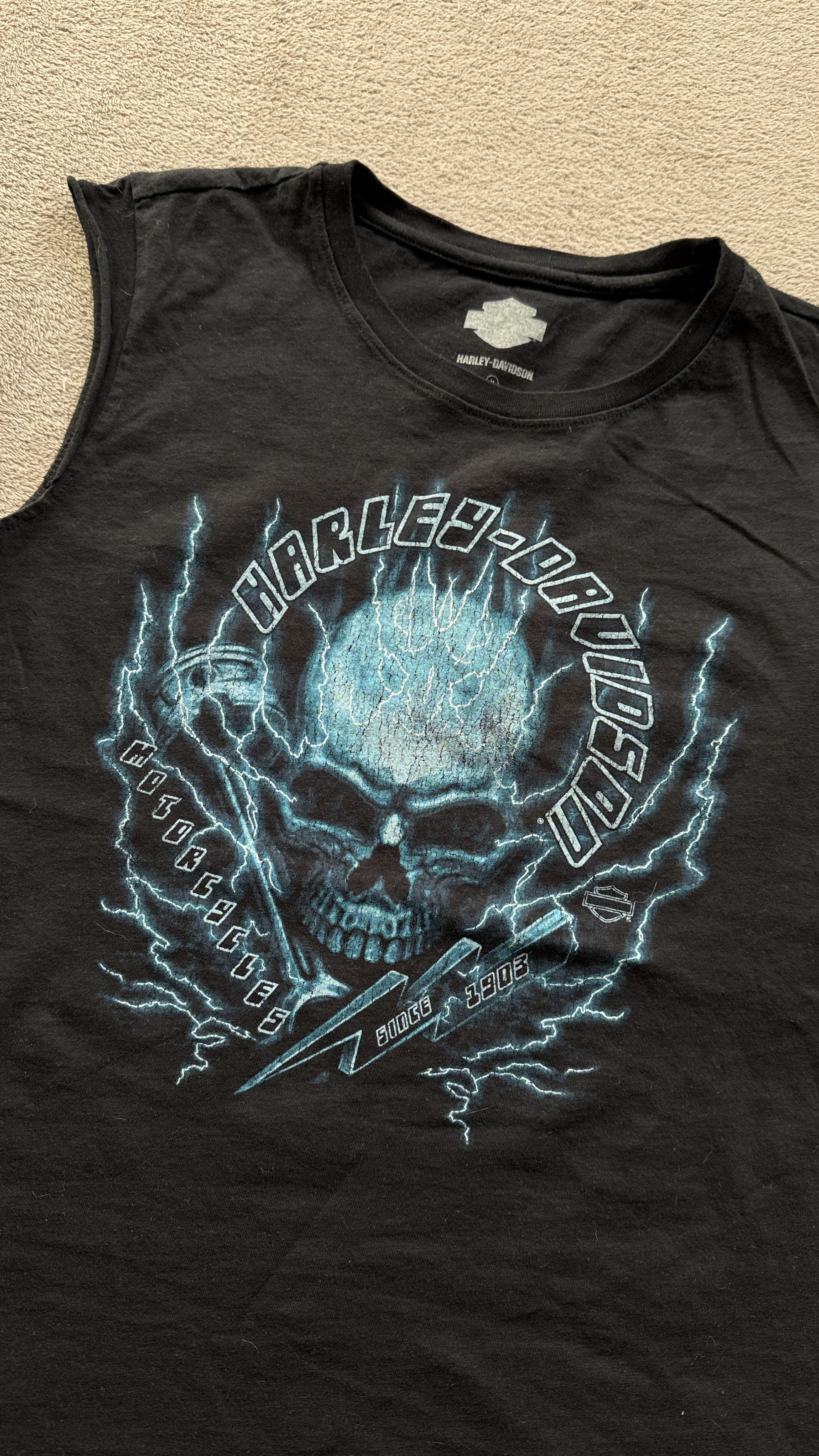 Vintage Harley Davidson Skull Y2K faded sleeveless tee grunge lgb Size US M / EU 48-50 / 2 - 2 Thumbnail