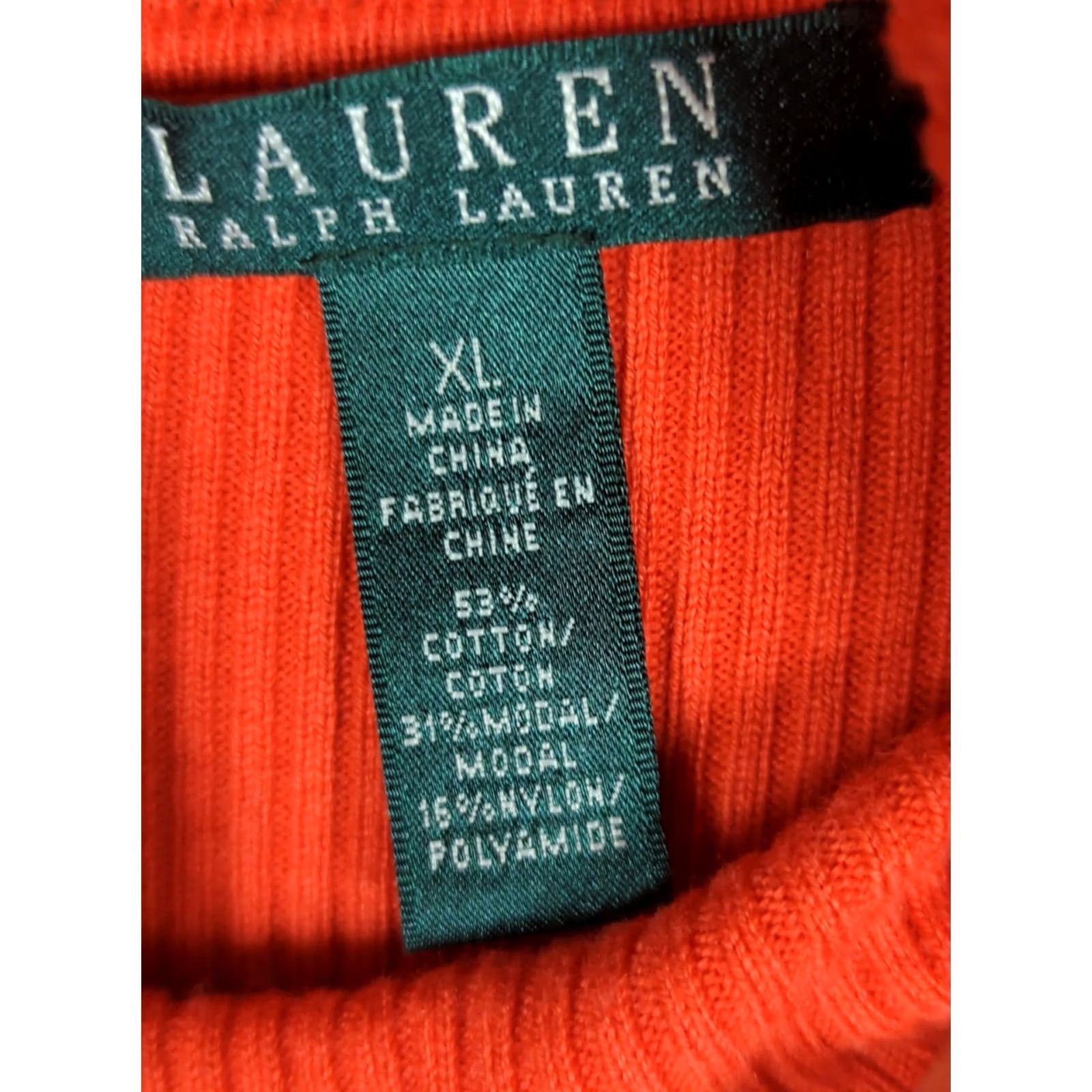 Ralph Lauren Lauren Ralph Lauren Women's Ribbed Turtleneck Orange XL Metal Logo Sweater Size XL / US 12-14 / IT 48-50 - 4 Thumbnail